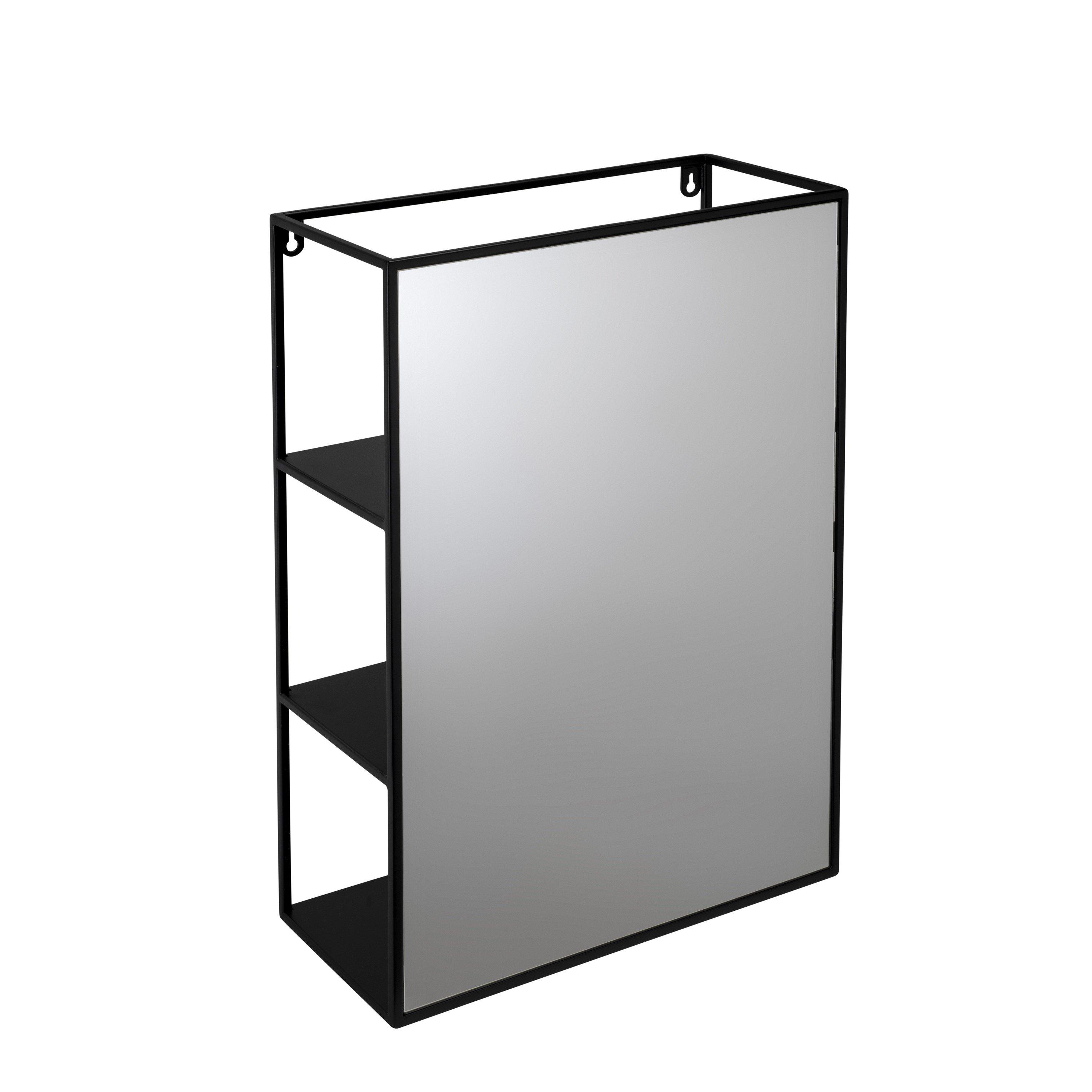 Black - Croydex - 60 x 40cm Rectangular Mirror with Hidden Shelves - 4
