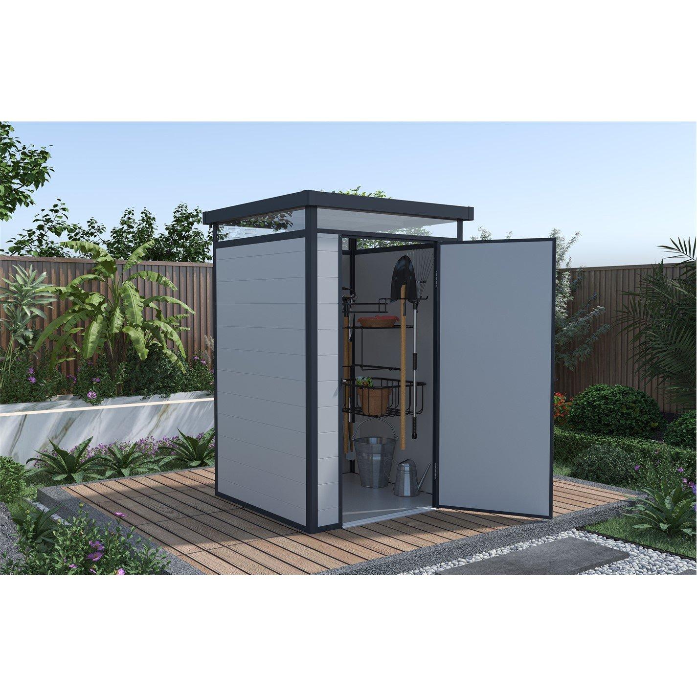 Grey - Store More - Lotus Curo Pent Plastic Shed - 1
