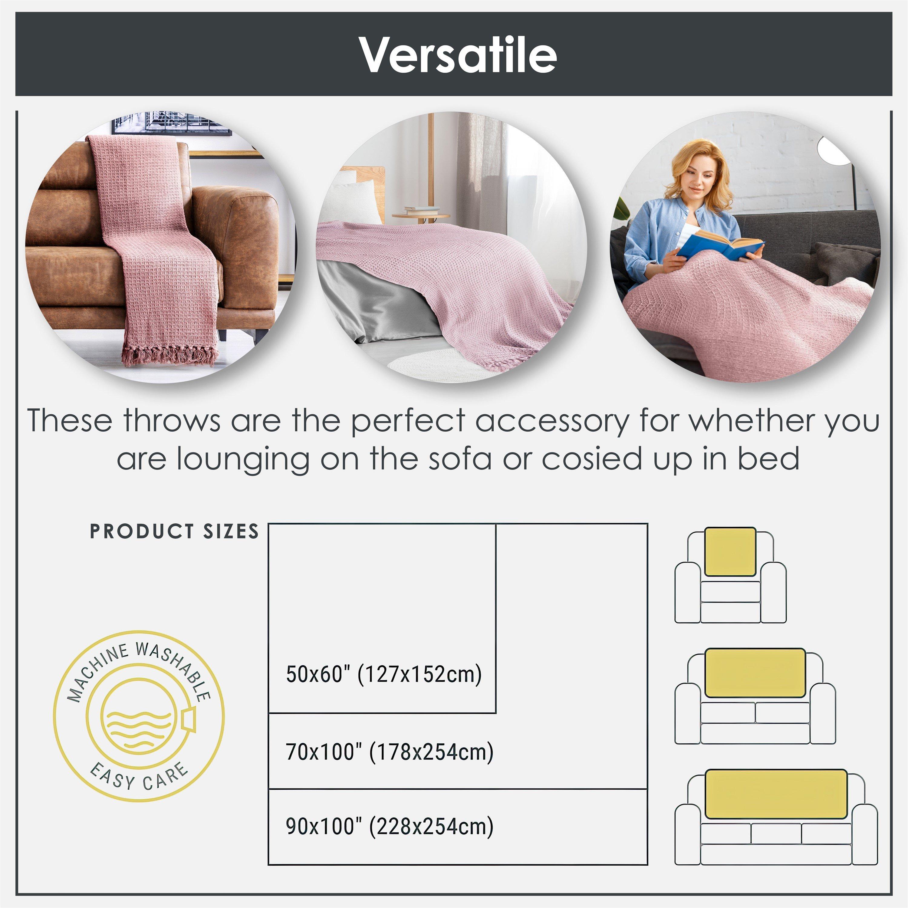 Blush Pink - Emma Barclay - Throw Blanket Cotton Honeycomb Waffle - 4