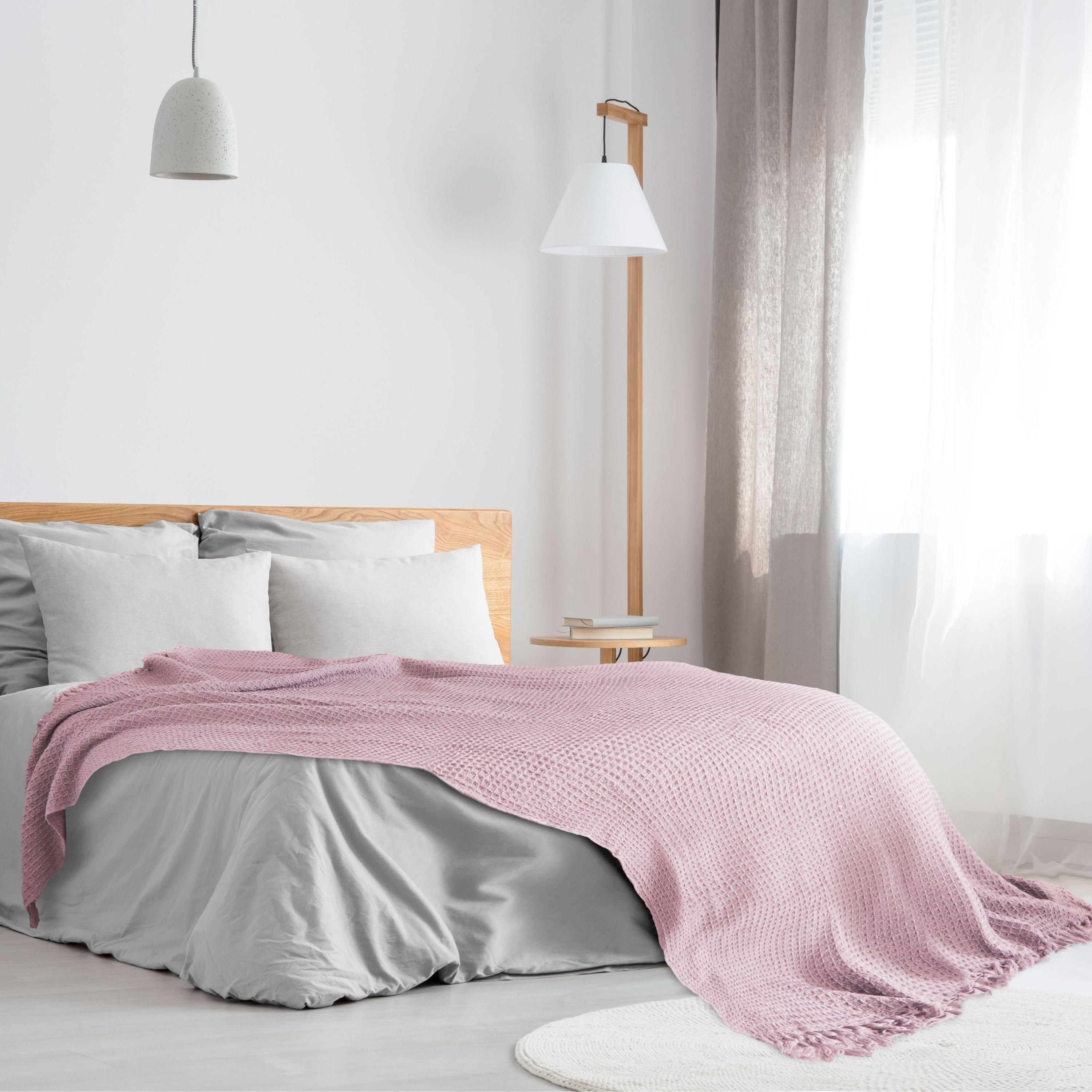 Blush Pink - Emma Barclay - Throw Blanket Cotton Honeycomb Waffle - 7