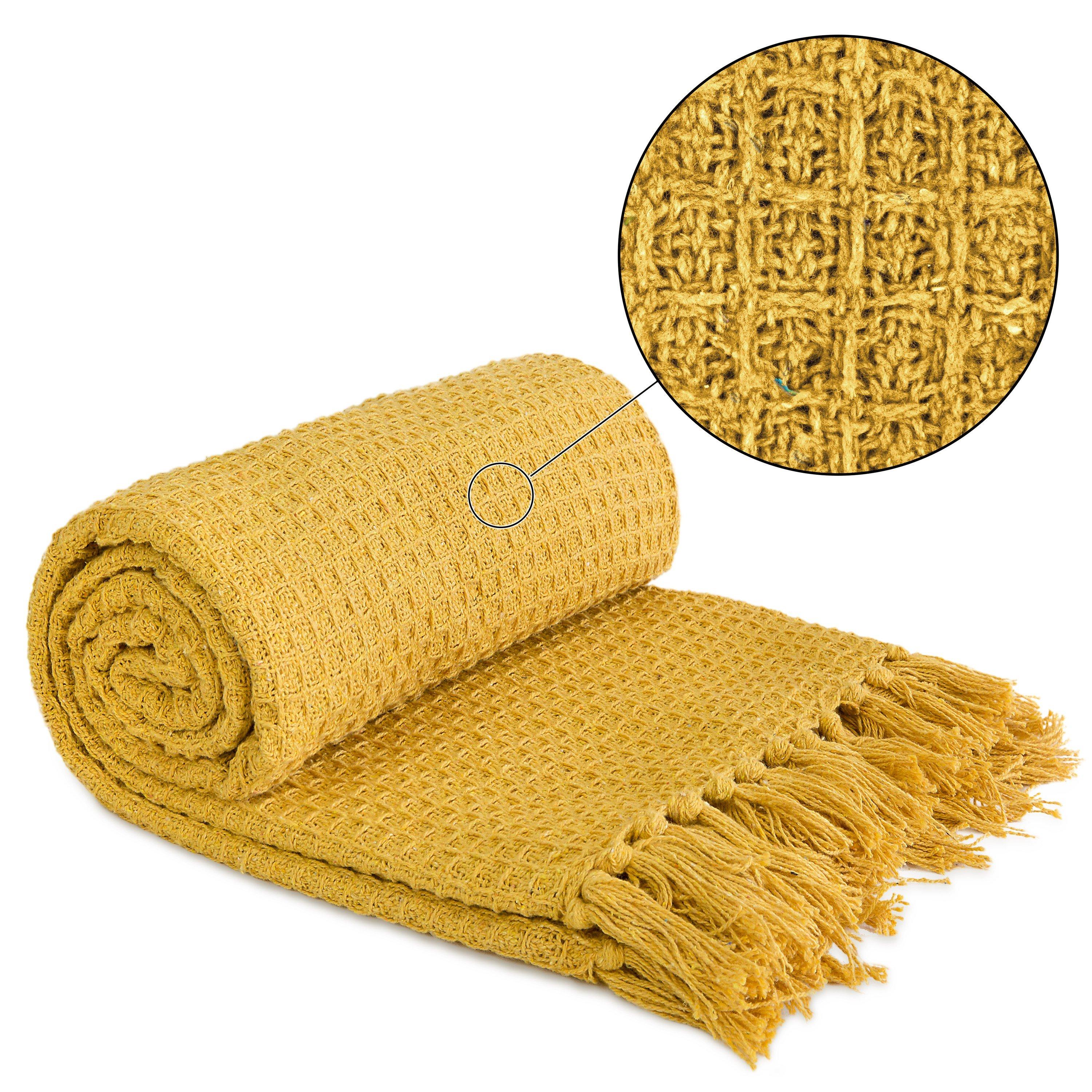 Throw Blanket Cotton Honeycomb Waffle