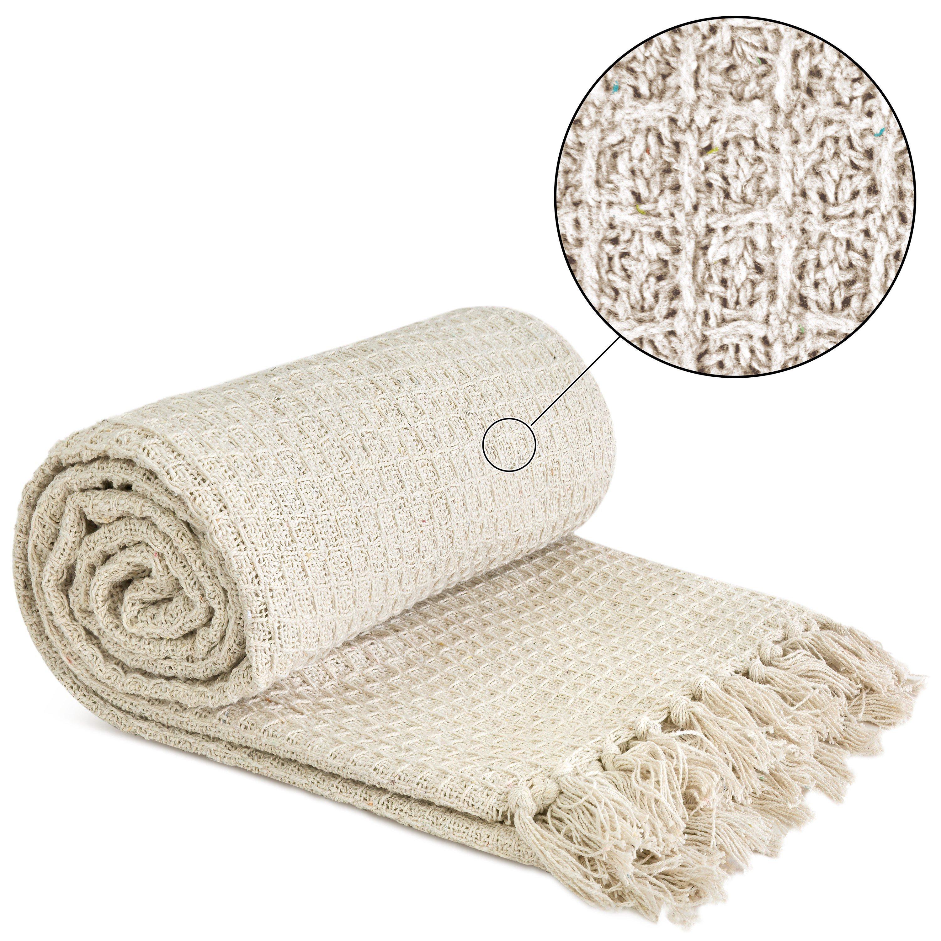 Throw Blanket Cotton Honeycomb Waffle