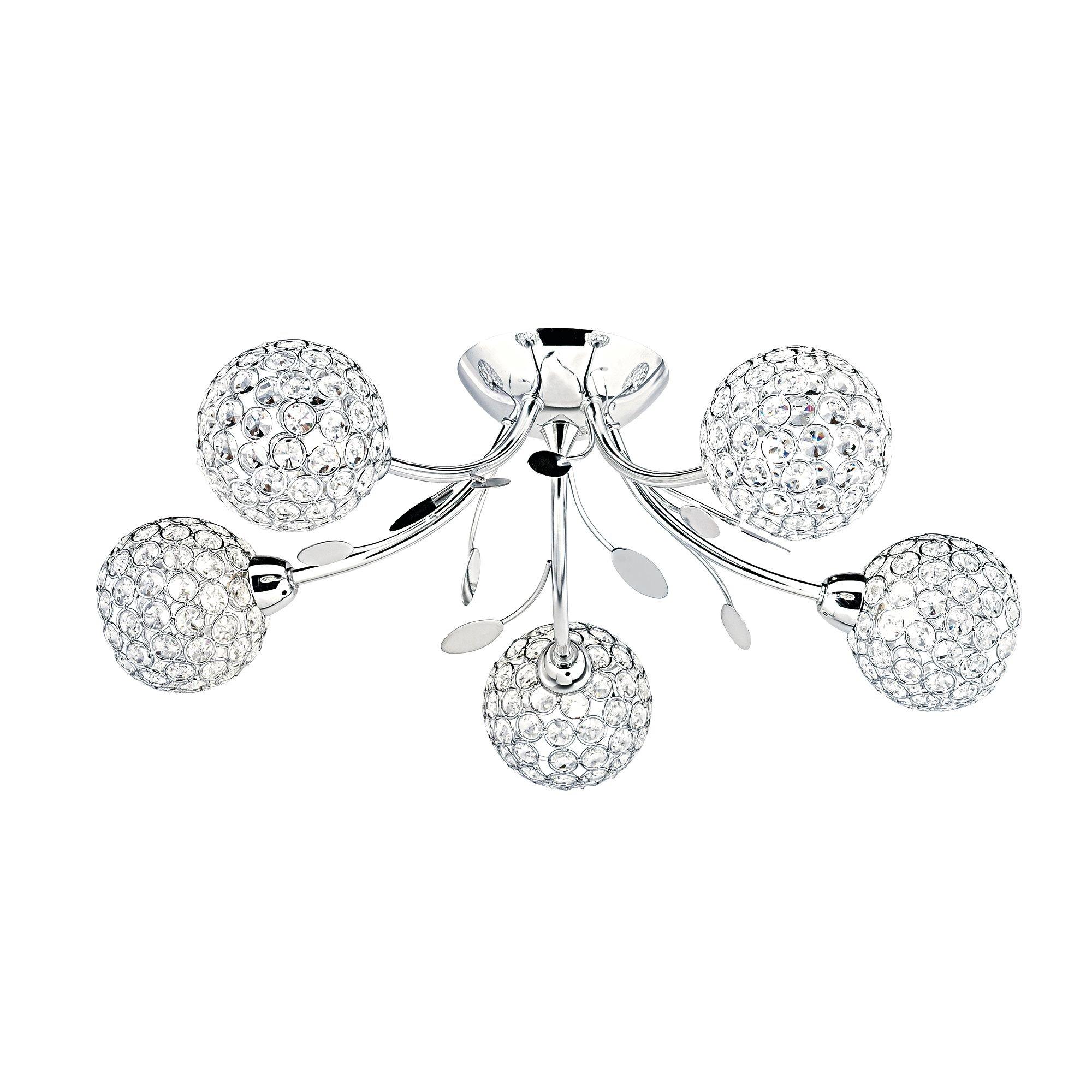 Chrome - Lighting Collection - Bloom 5Lt Semi-Flush - Chrome & Clear Glass Beads - 2