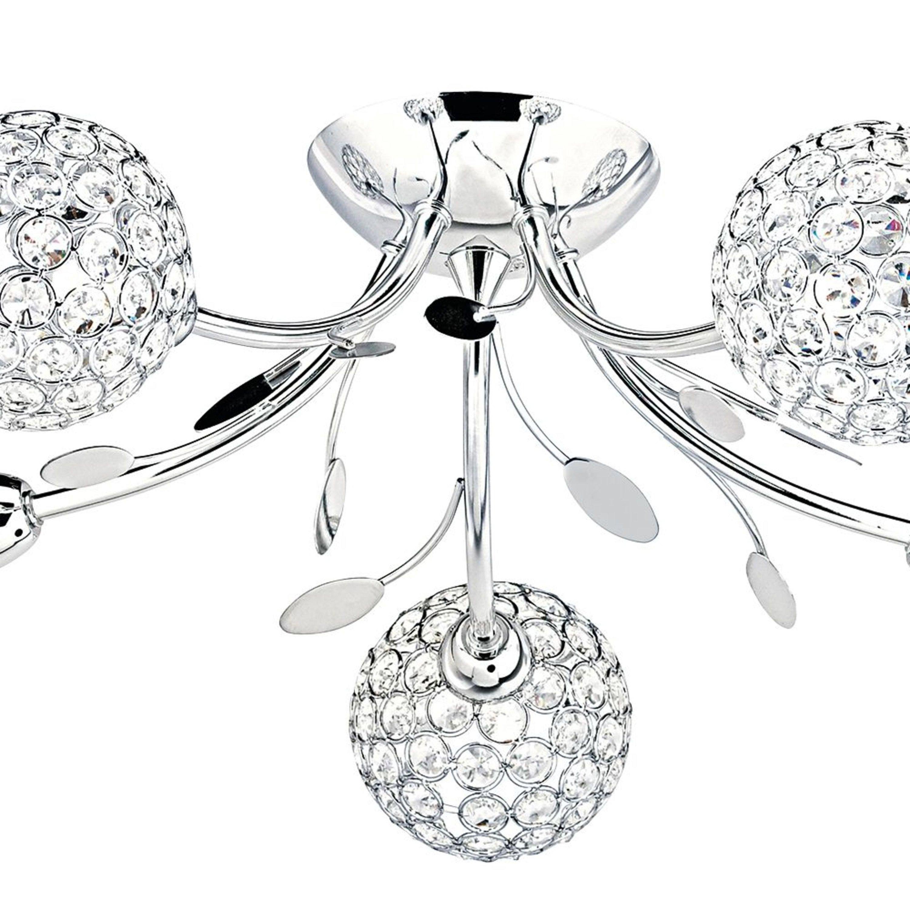 Chrome - Lighting Collection - Bloom 5Lt Semi-Flush - Chrome & Clear Glass Beads - 4