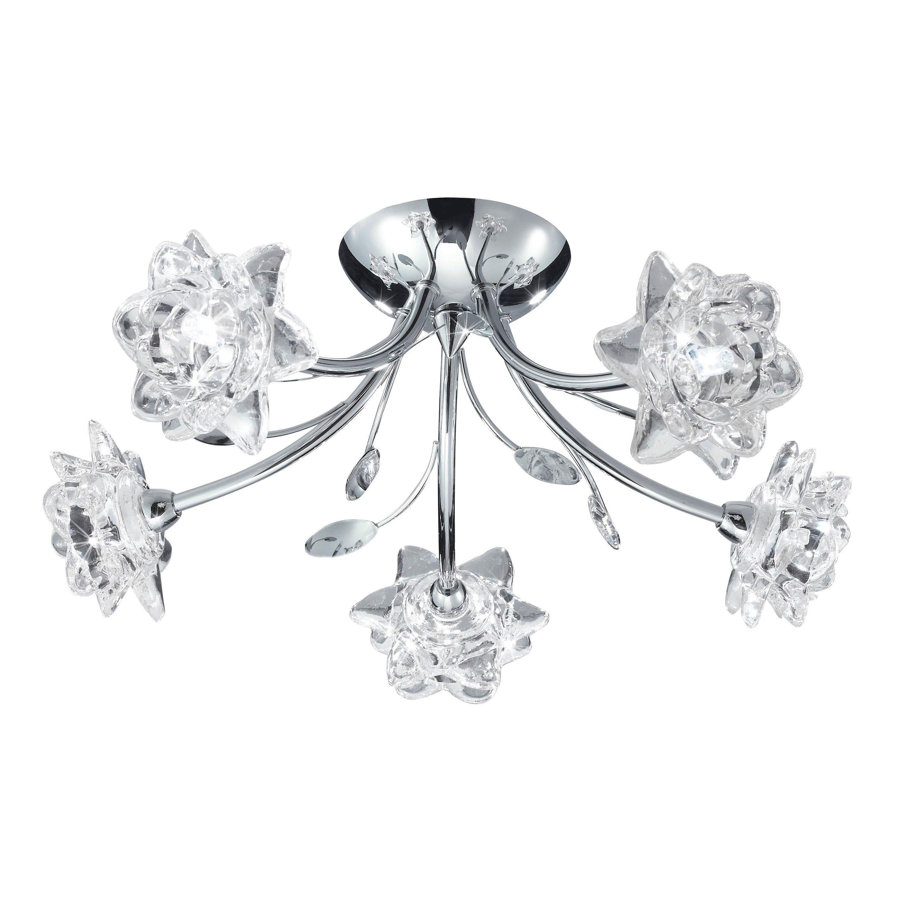 Chrome - Lighting Collection - Bloom 5Lt Semi-Flush - Chrome & Clear Glass - 2