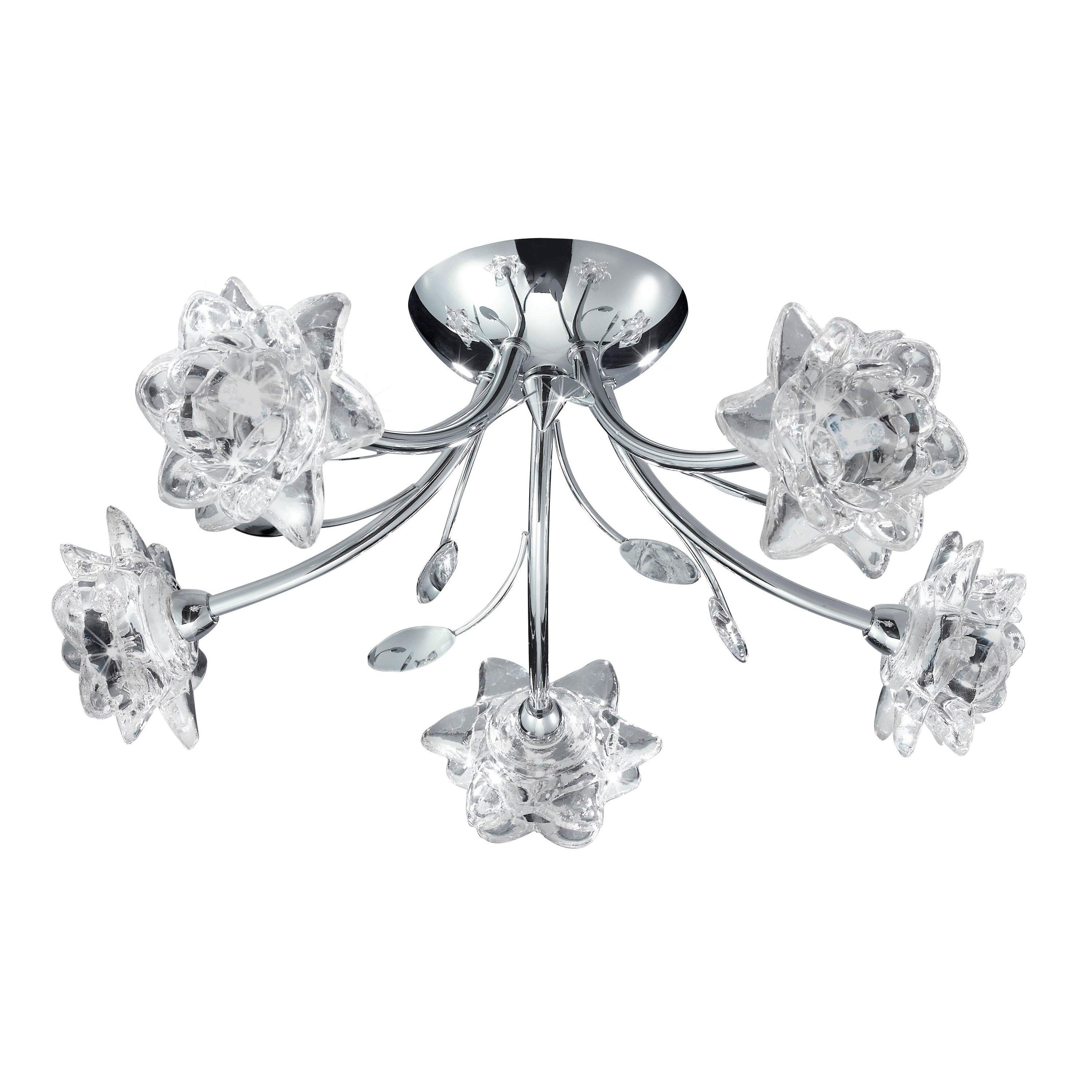 Chrome - Lighting Collection - Bloom 5Lt Semi-Flush - Chrome & Clear Glass - 3