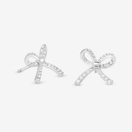 Simply Silver Sterling Silver 925 Pave Bow Stud Earrings