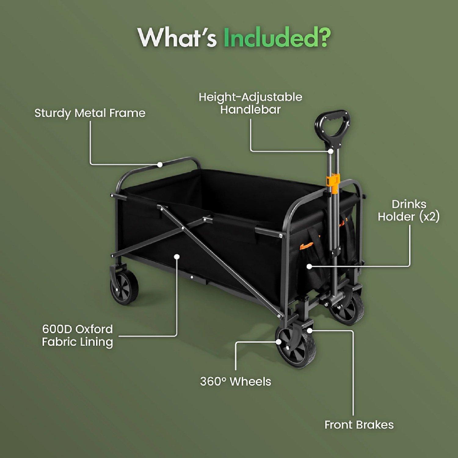 Black - VonHaus - 70L Folding Garden Trolley - 5