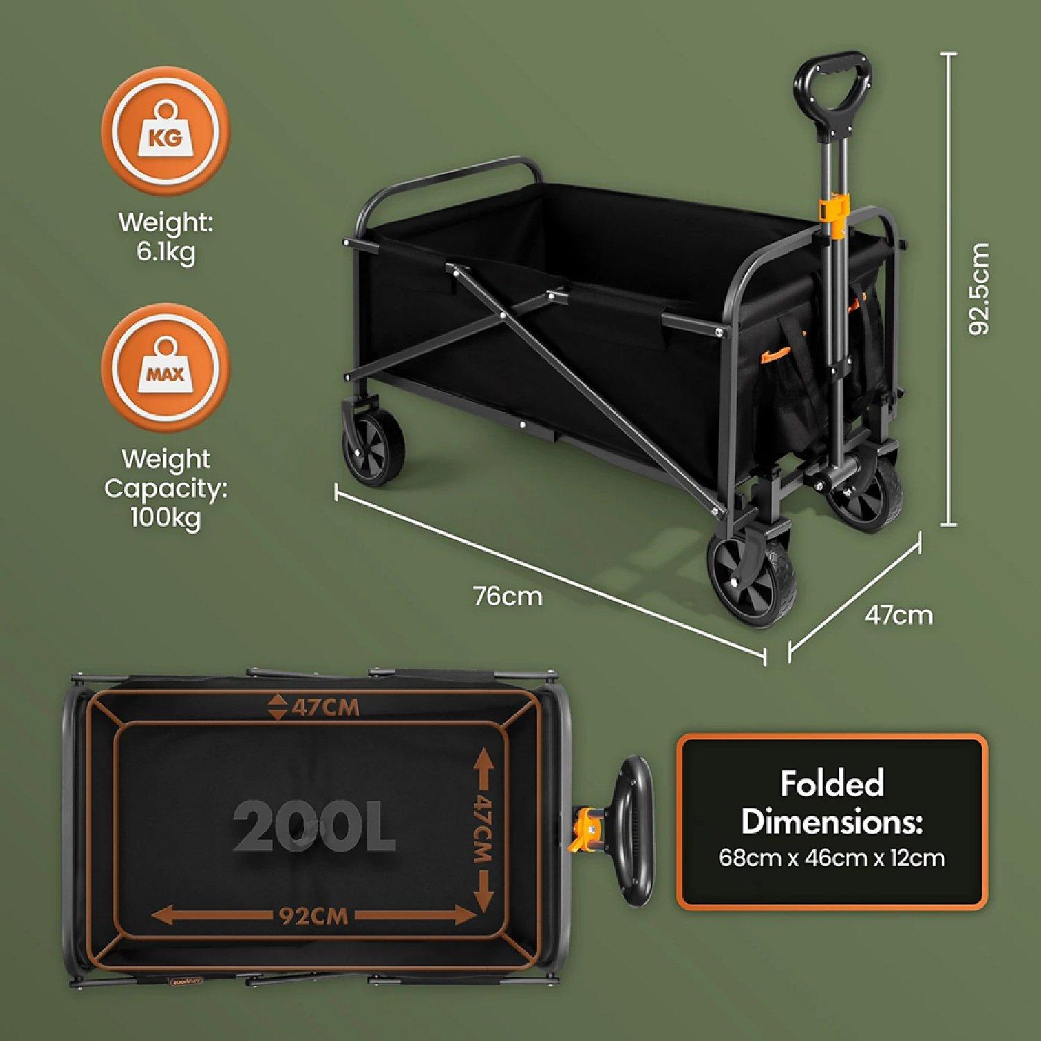 Black - VonHaus - 70L Folding Garden Trolley - 6
