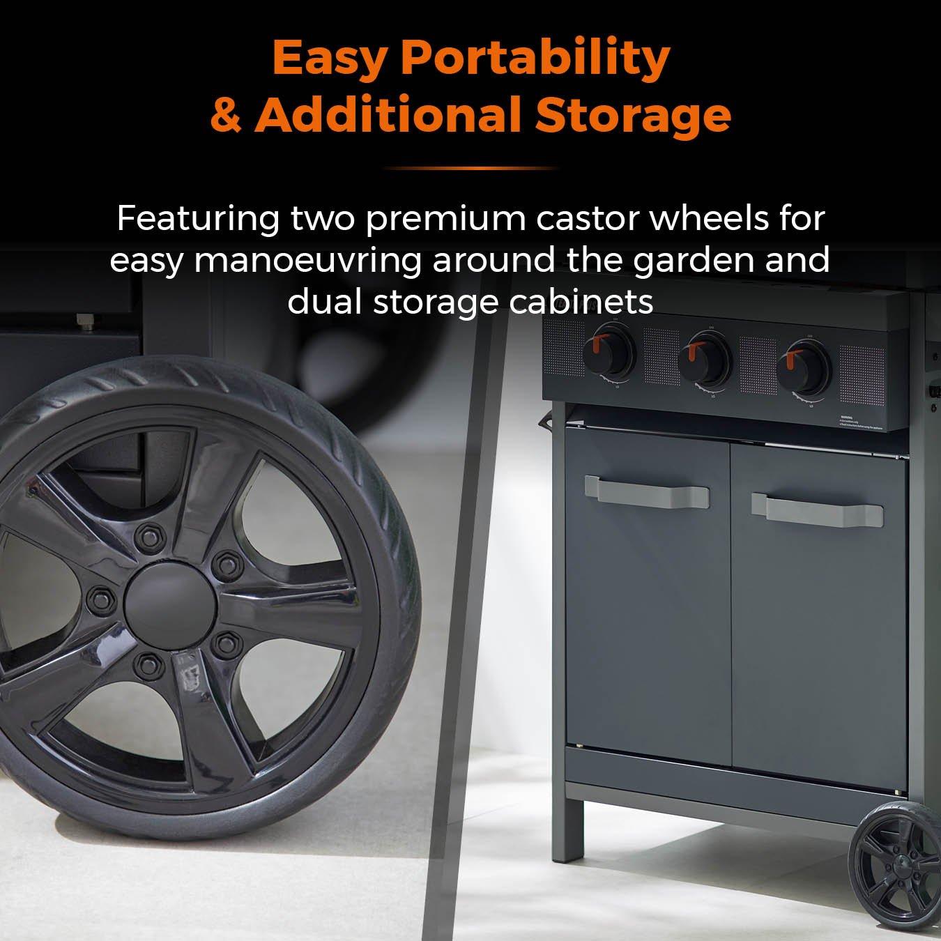 Black - Tower - Stealth Plus Three Burner BBQ w/Side Burner - 5