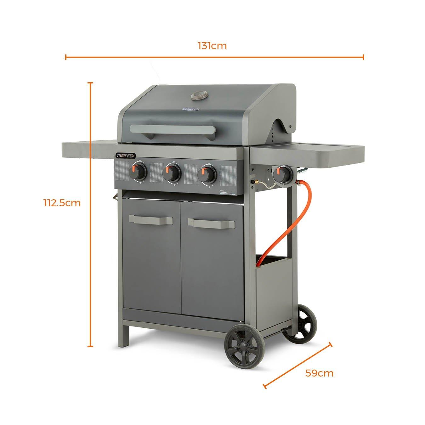 Black - Tower - Stealth Plus Three Burner BBQ w/Side Burner - 10