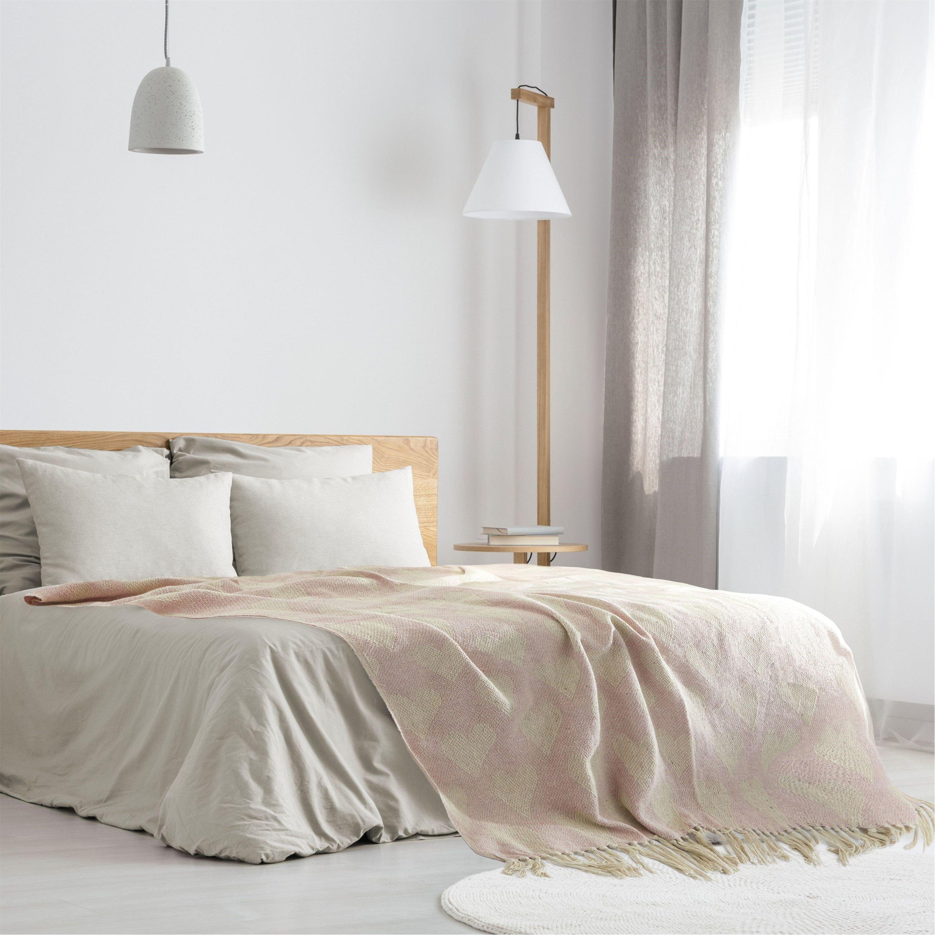 Blush Pink - Emma Barclay - Throw Blanket Cotton Woven Heart Design - 7