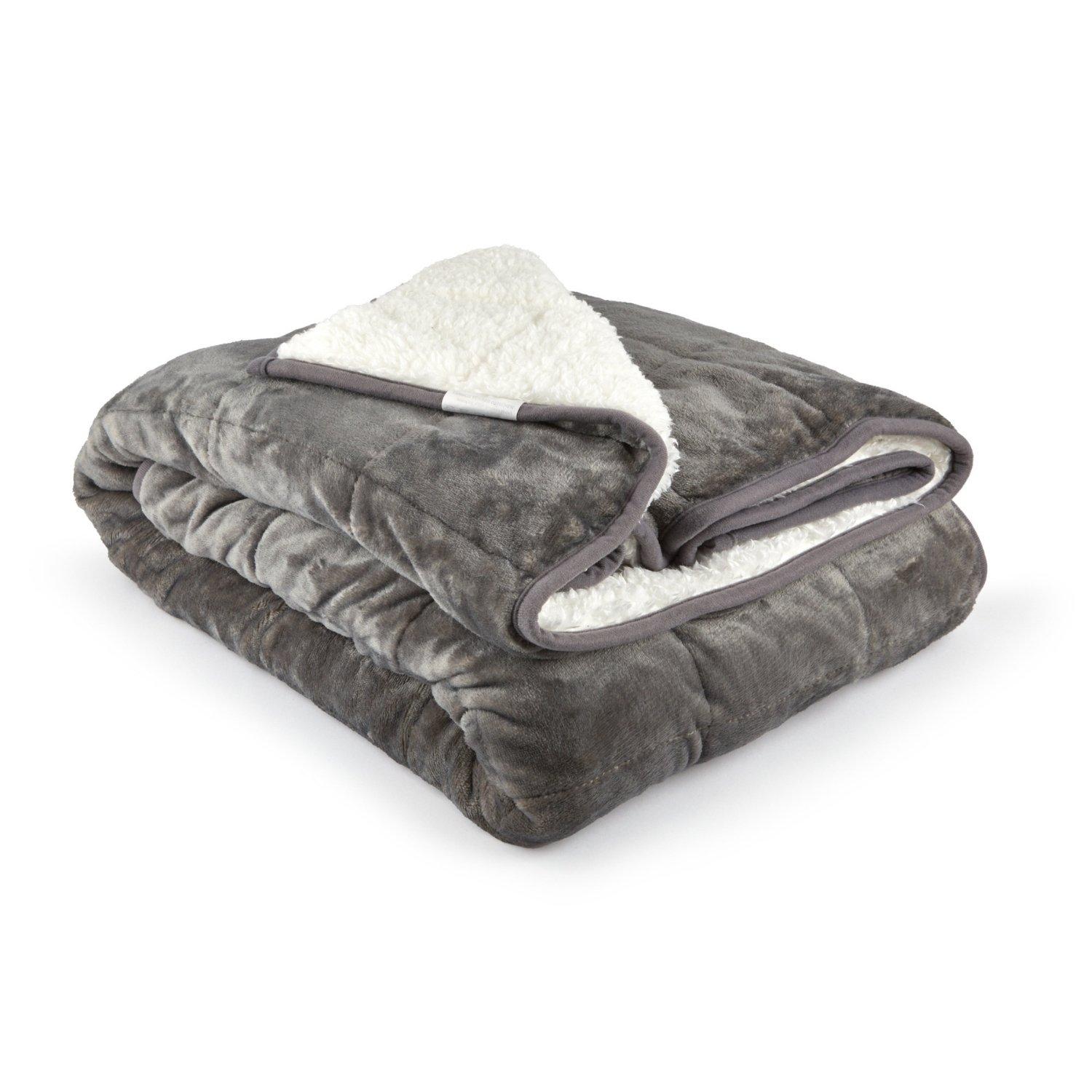 Grey - Emma Barclay - Weighted Throw Blanket Sherpa Heavy Warm - 1