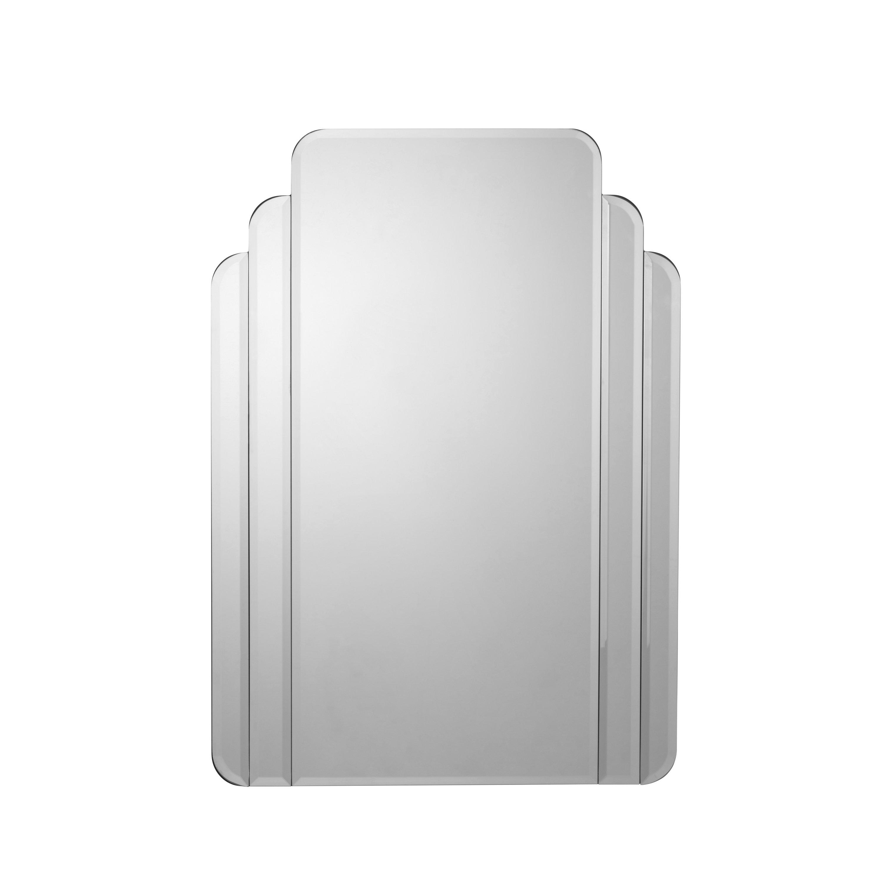 Silver - Croydex - 70 x 50cm Art Deco Bevelled Bathroom Mirror - 2