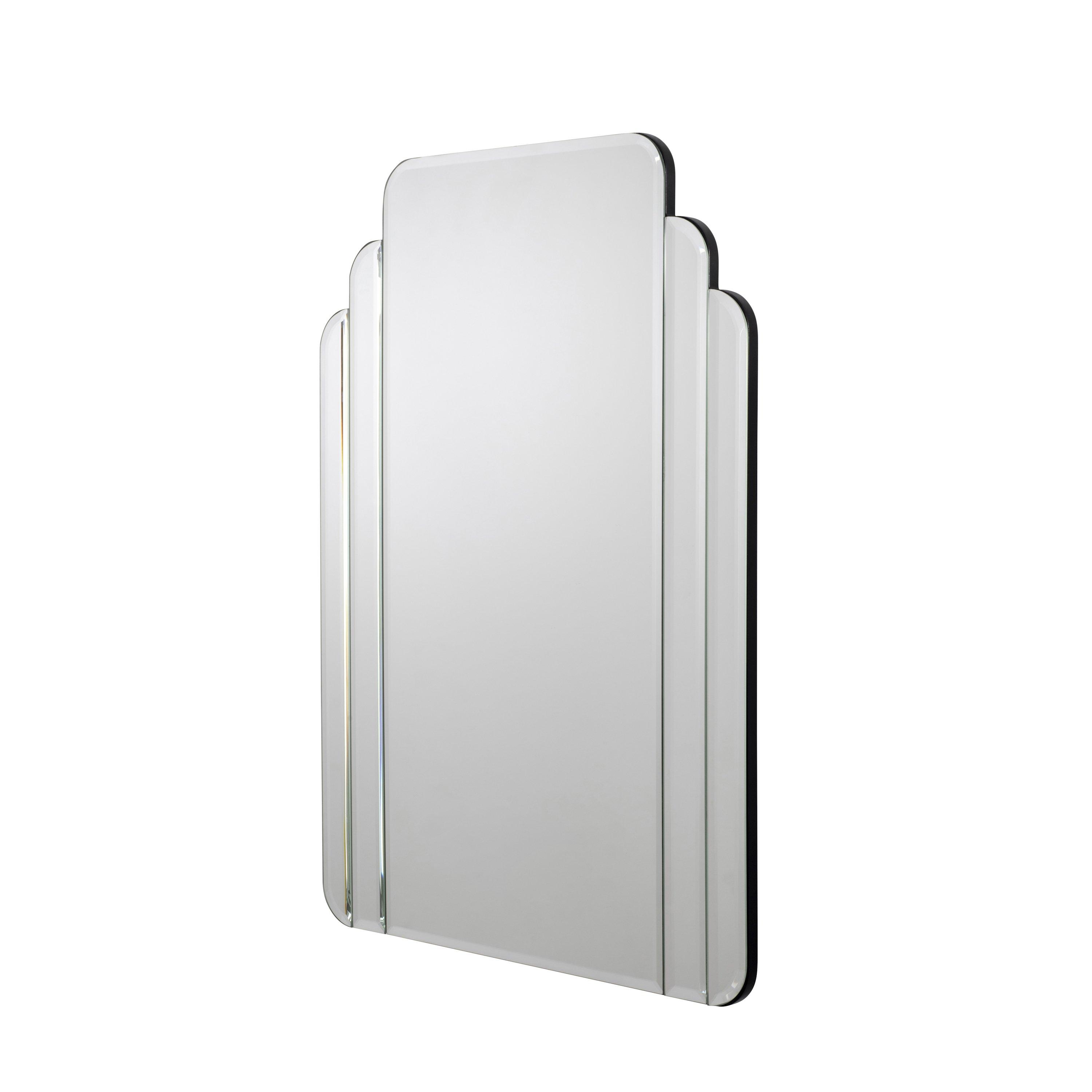Silver - Croydex - 70 x 50cm Art Deco Bevelled Bathroom Mirror - 3