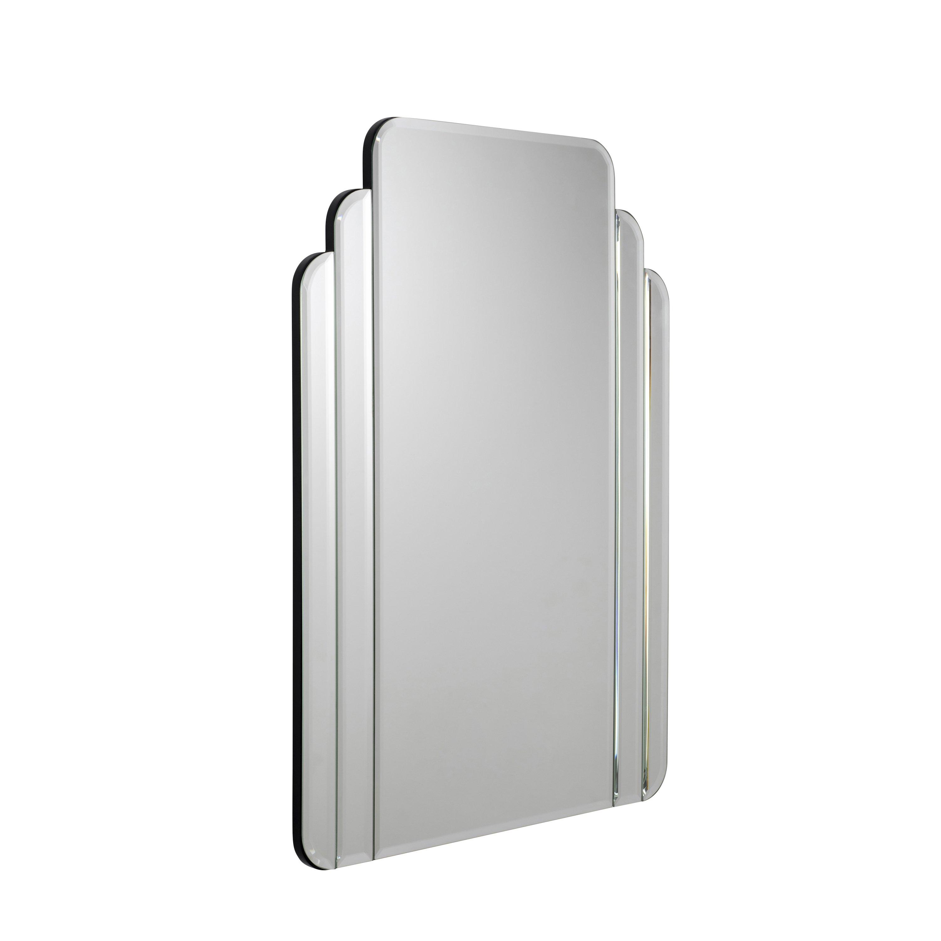 Silver - Croydex - 70 x 50cm Art Deco Bevelled Bathroom Mirror - 4