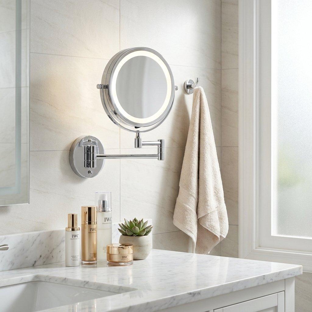 Chrome - Croydex - Wall Mounted Extendable LED Makeup Mirror - 1