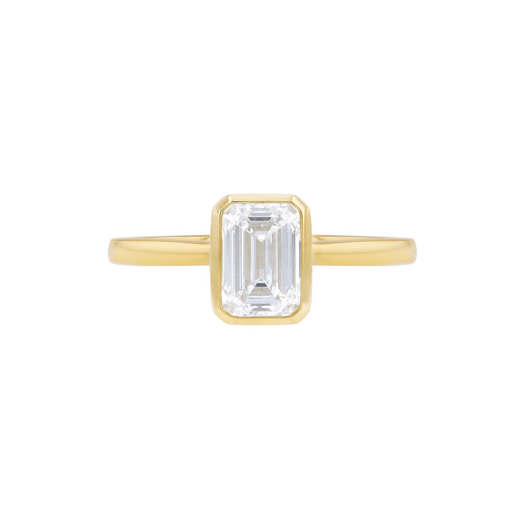 Yellow Gold - Be You - 9ct Gold 1ct Emerald Cut Lab Created Diamond Ring - 2