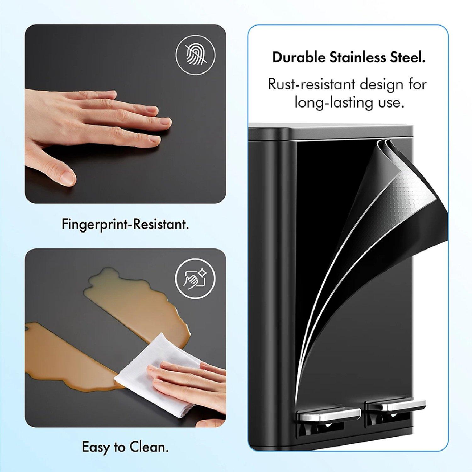 Black - VonHaus - Double Bin - 30L - 6