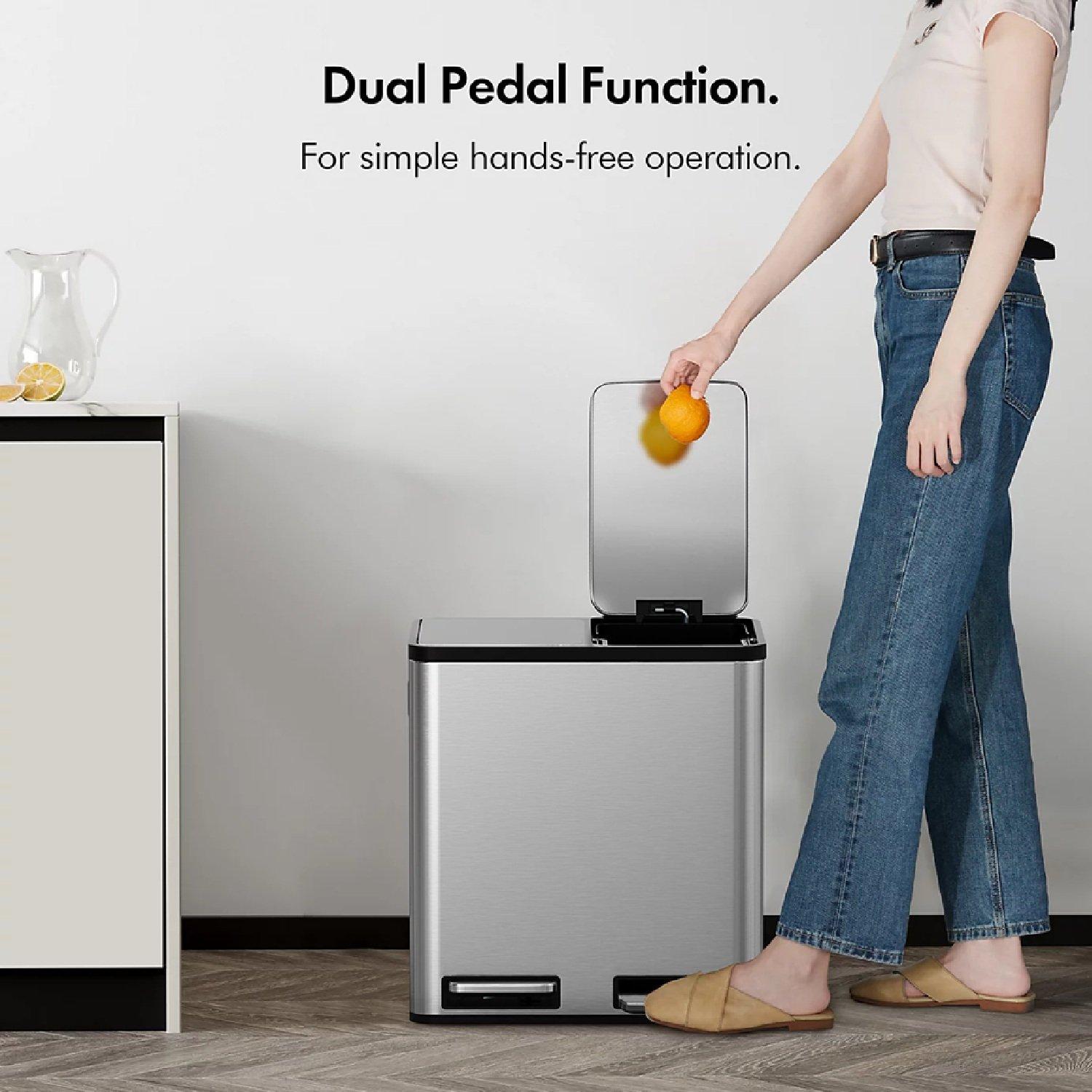 Silver - VonHaus - Double Bin - 30L - 3