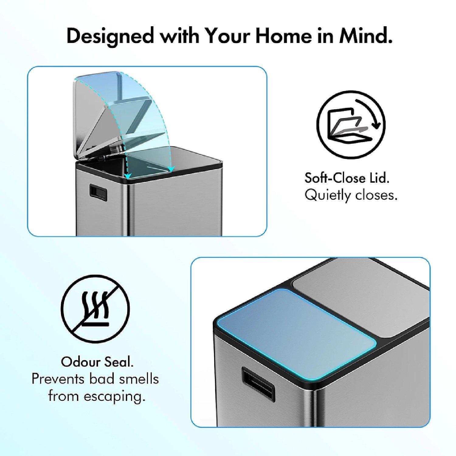 Silver - VonHaus - Double Bin - 30L - 5