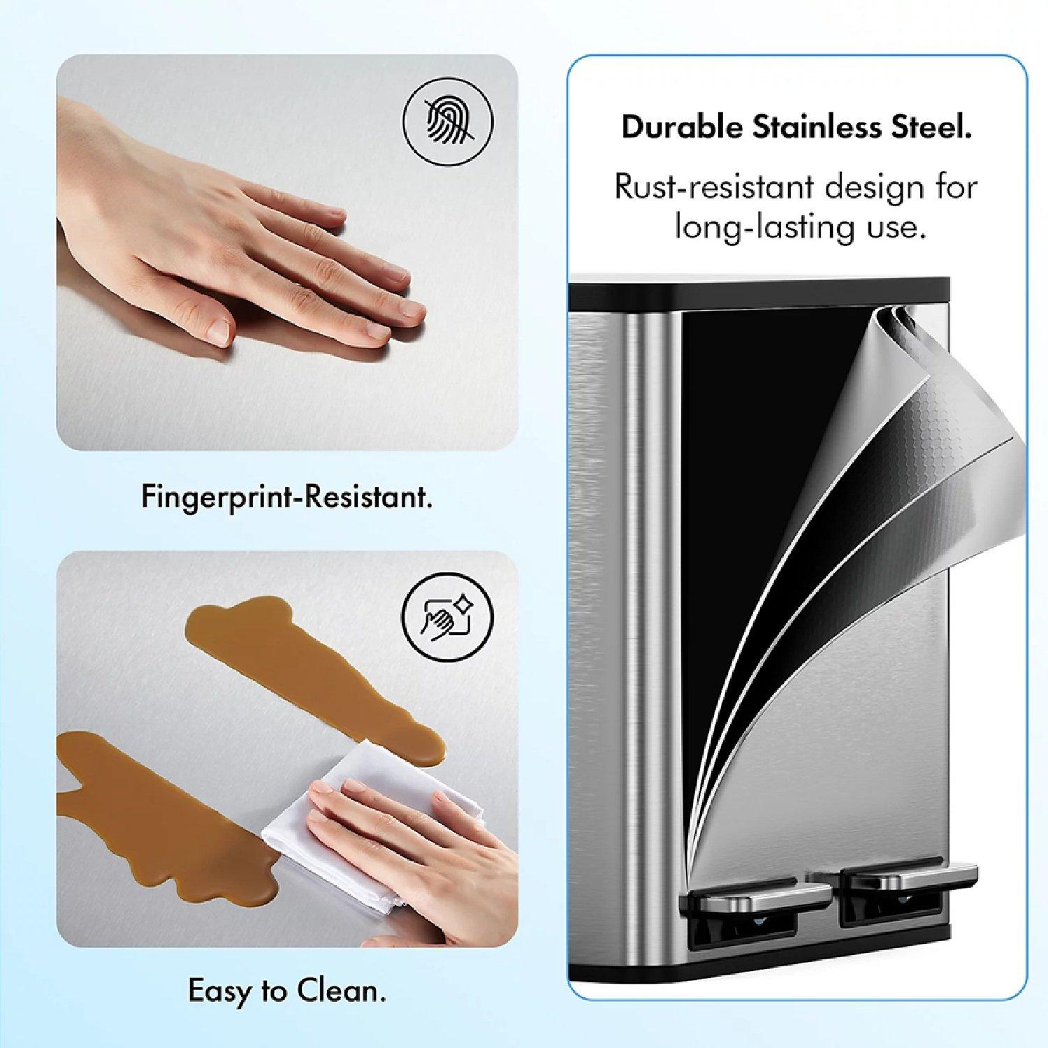 Silver - VonHaus - Double Bin - 30L - 6