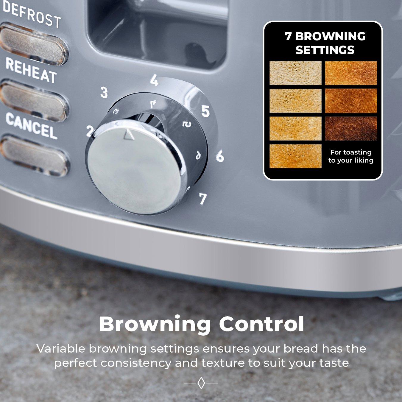 Grey - Tower - Solitaire2 Slice Toaster Grey Chrome Accents - 5