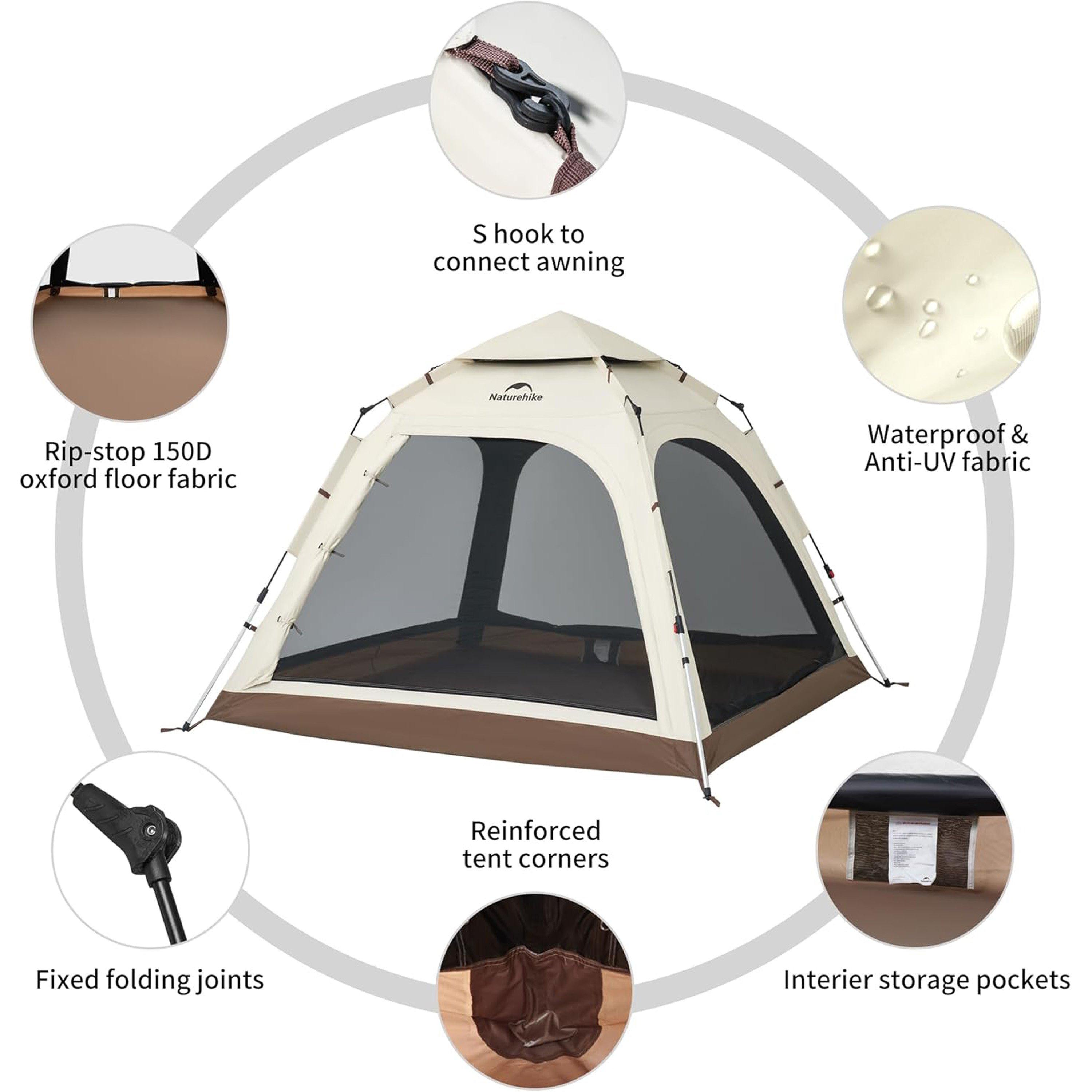 Brown - Naturehike - Naturehike - Ango Automatic 3 Person Tent - 7