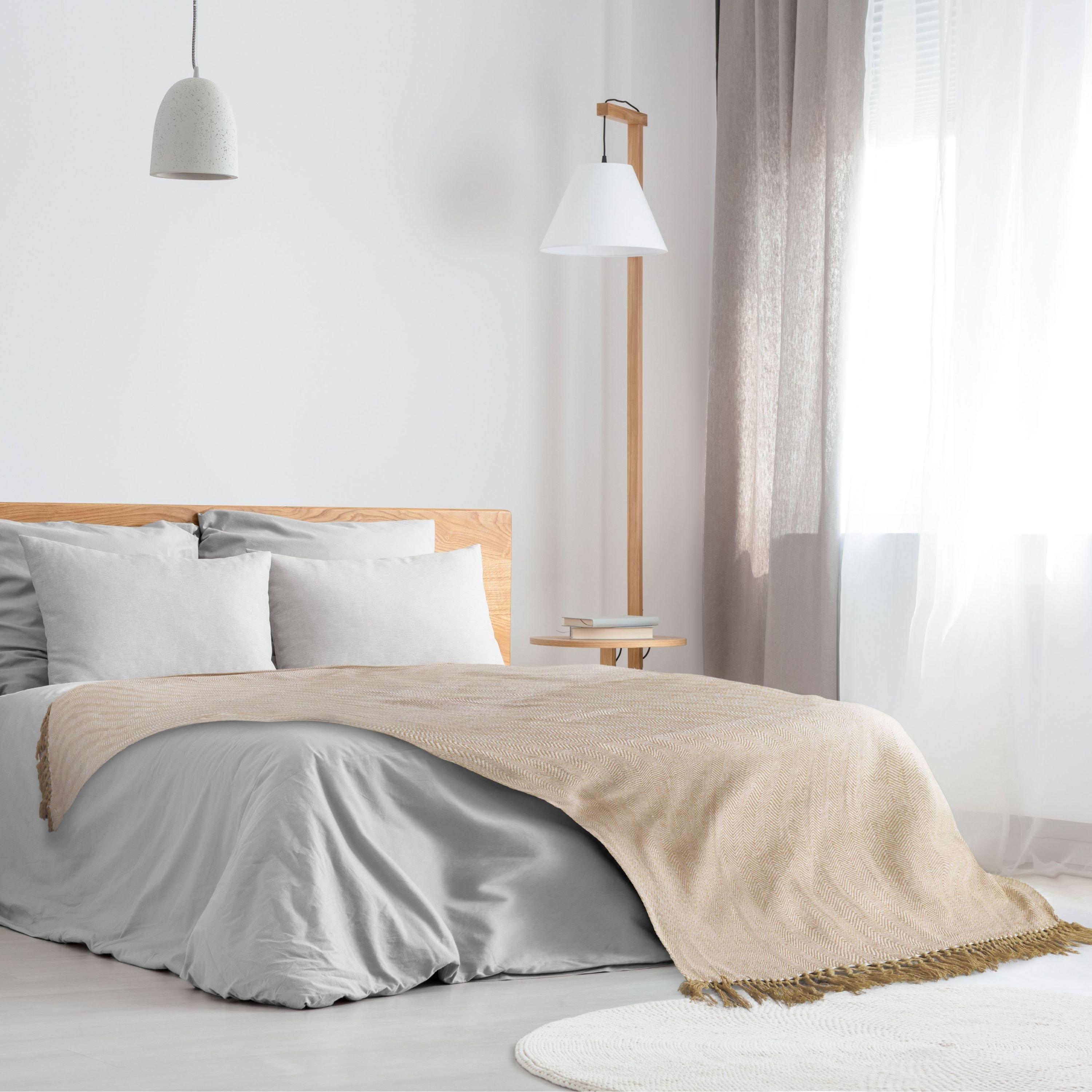 Natural Cream - Emma Barclay - Throw Blanket Cotton Woven Herringbone - 7