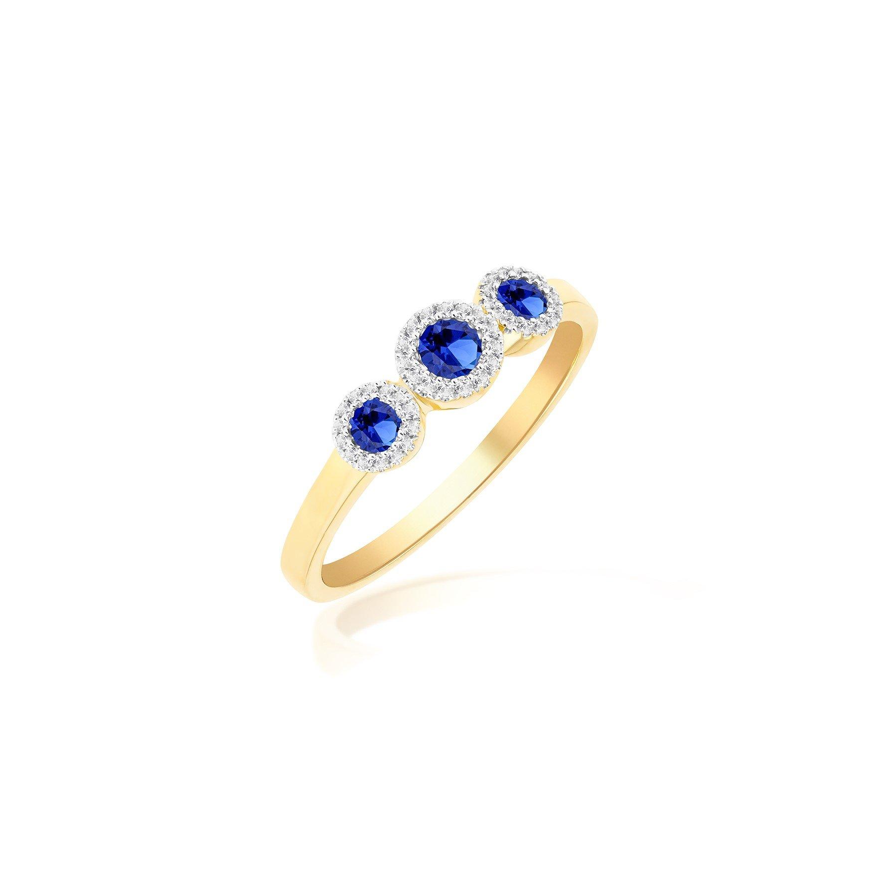 Yellow Gold - Be You - 9ct Gold Trinity Rings- Lab Sapphires & Diamonds - 1