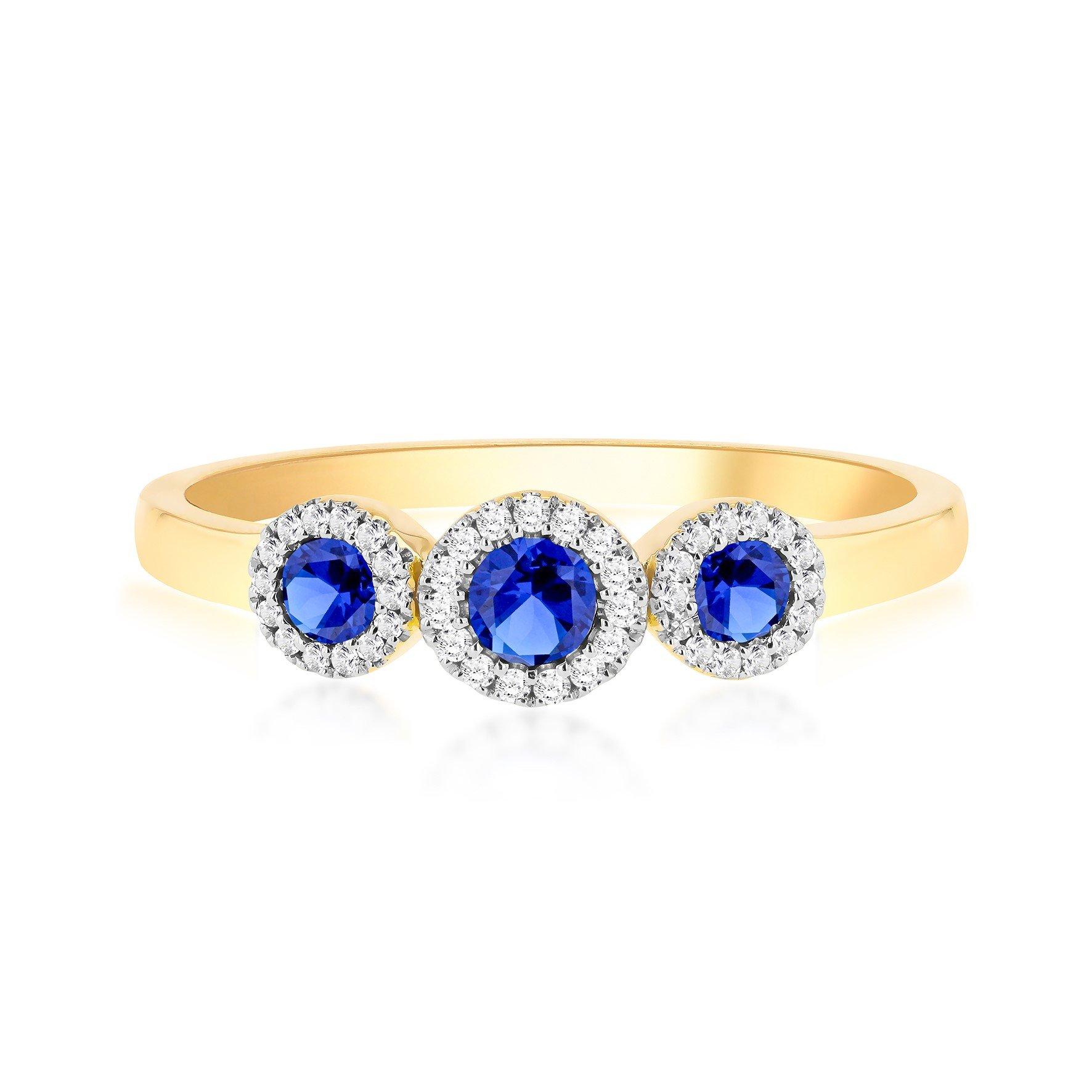Yellow Gold - Be You - 9ct Gold Trinity Rings- Lab Sapphires & Diamonds - 2