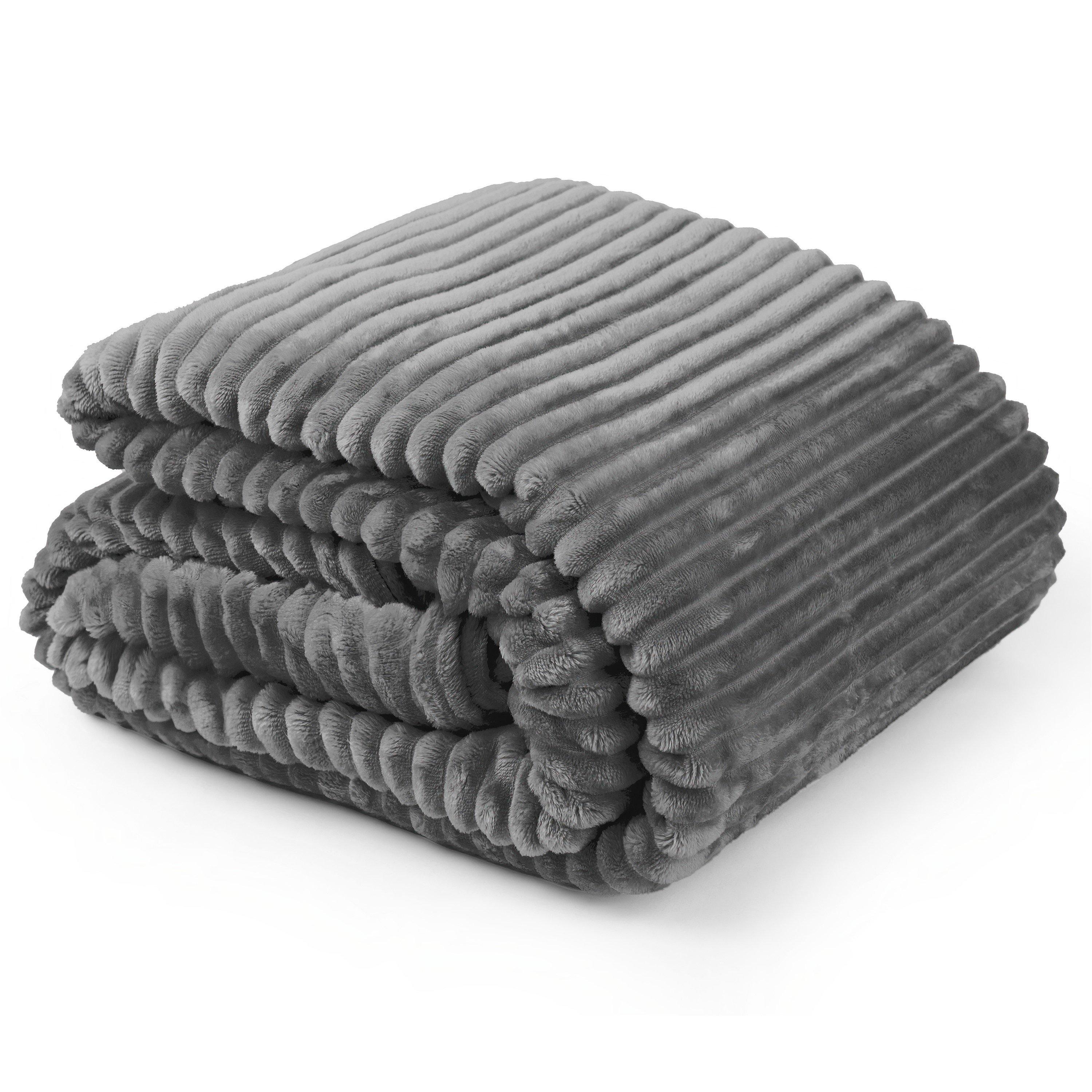 Charcoal Grey - Emma Barclay - Throw Flannel Fleece Blanket Soft Dakota - 1