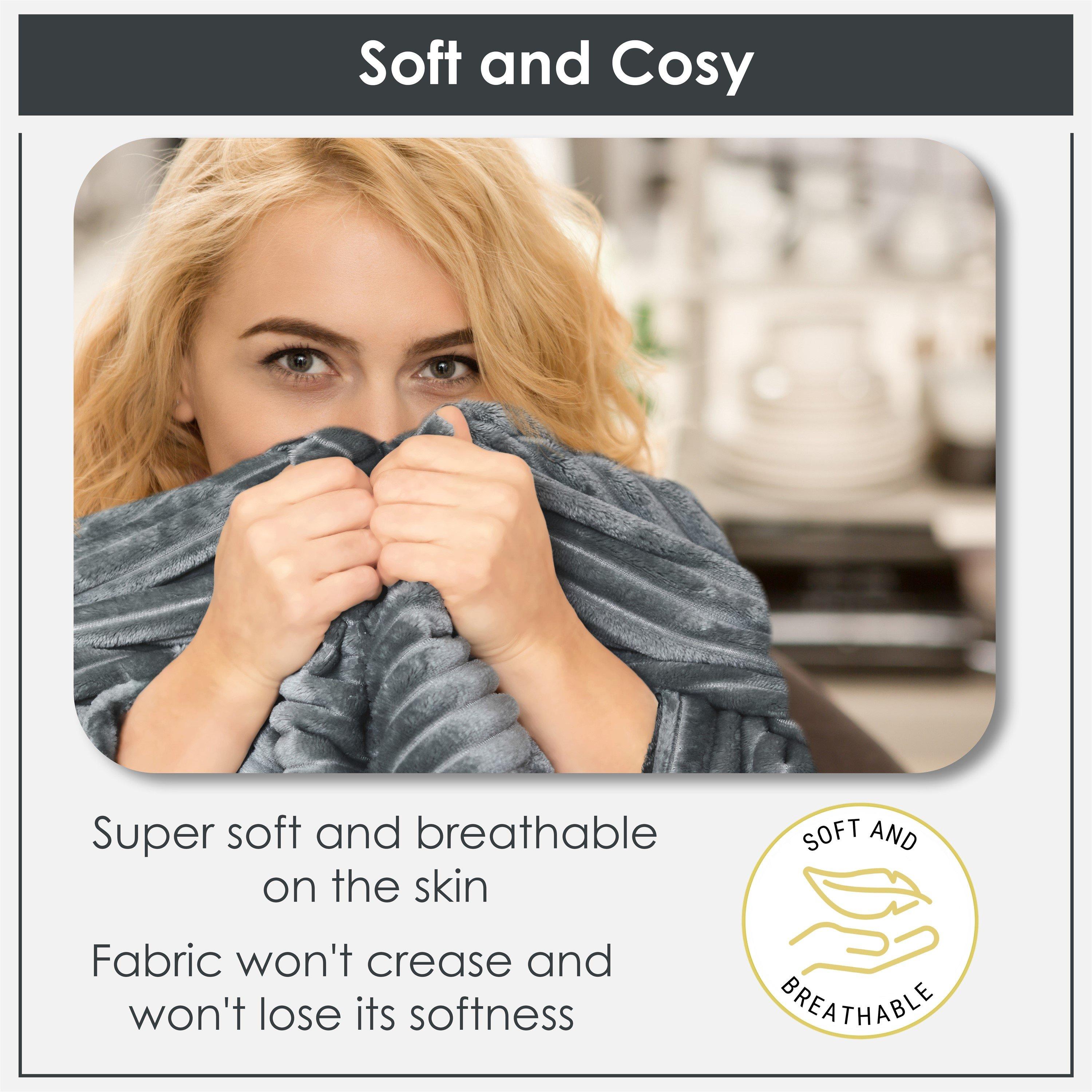 Charcoal Grey - Emma Barclay - Throw Flannel Fleece Blanket Soft Dakota - 2