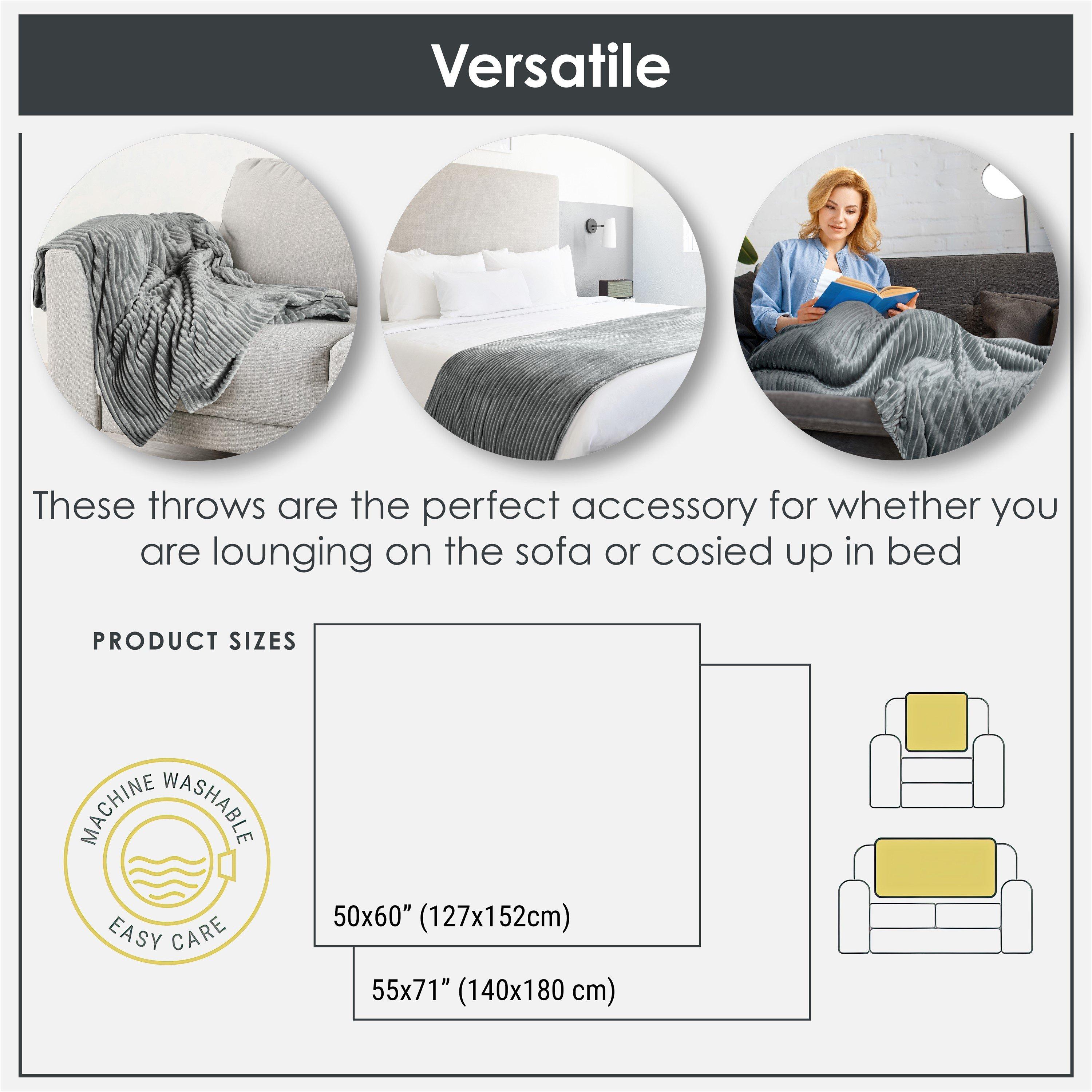 Charcoal Grey - Emma Barclay - Throw Flannel Fleece Blanket Soft Dakota - 3