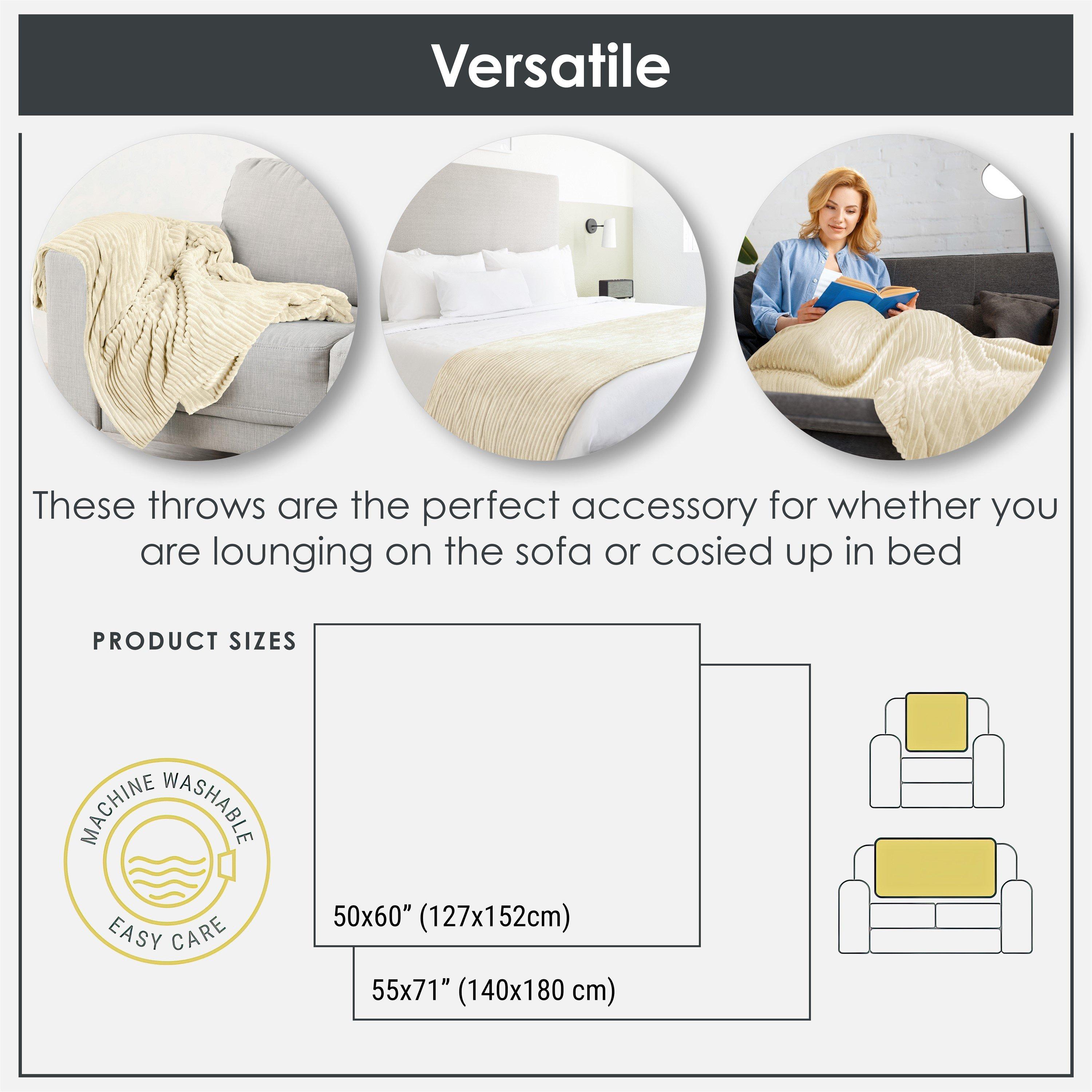 Cream - Emma Barclay - Throw Flannel Fleece Blanket Soft Dakota - 3