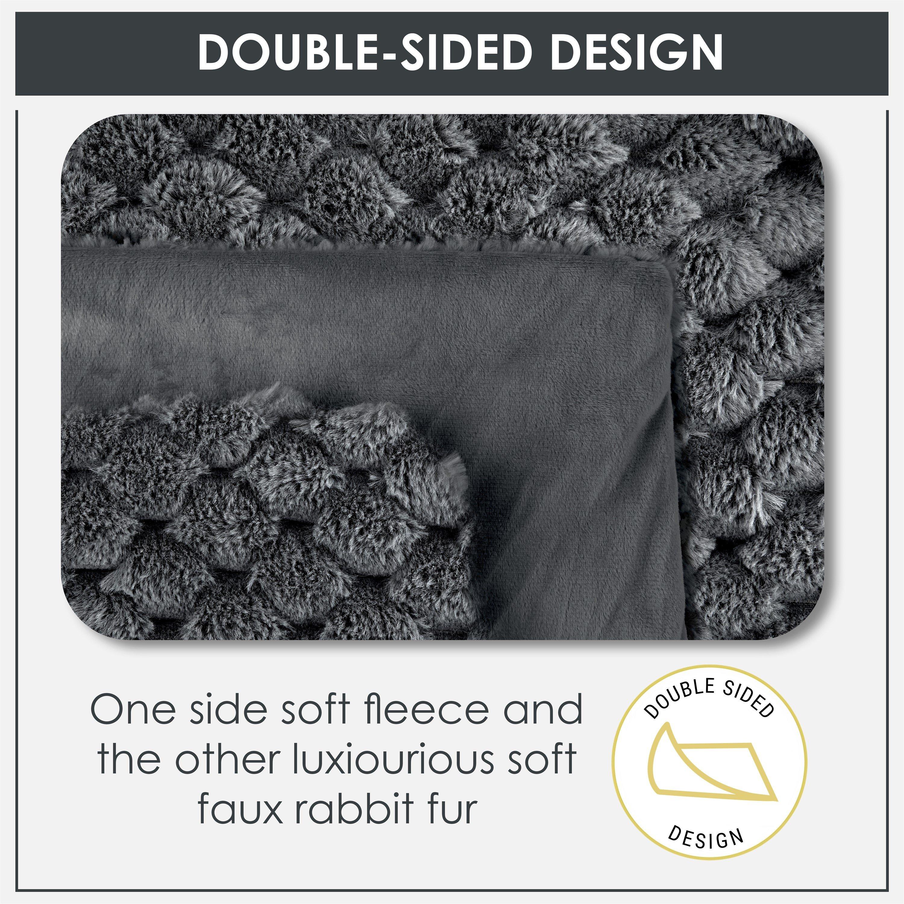 Black - Emma Barclay - Throw Blanket Super Soft Faux Rabbit Fur Lush - 5