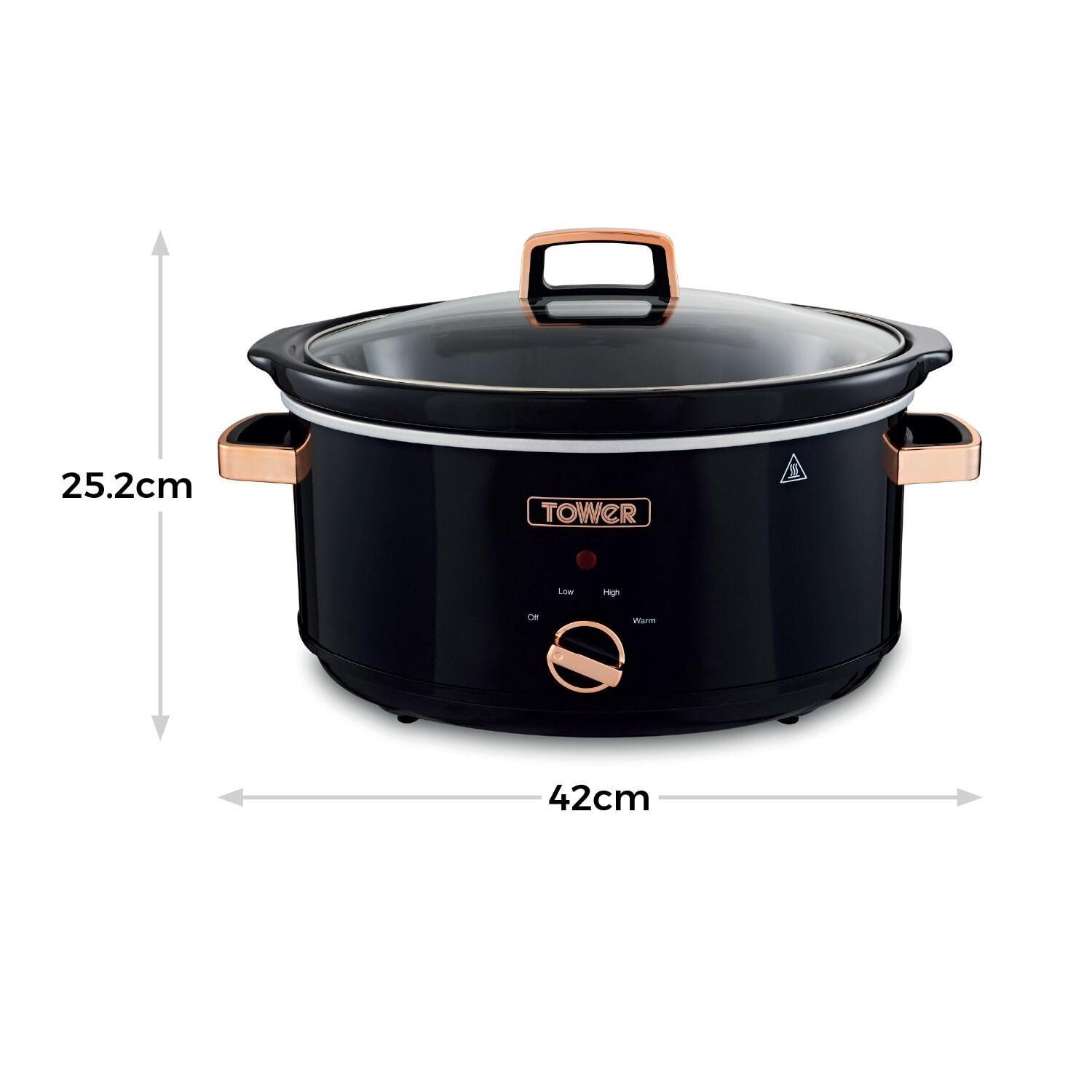 Black & Rose Go - Tower - Tower Slow Cooker with 3 Heat Settings & Keep Warm - 8