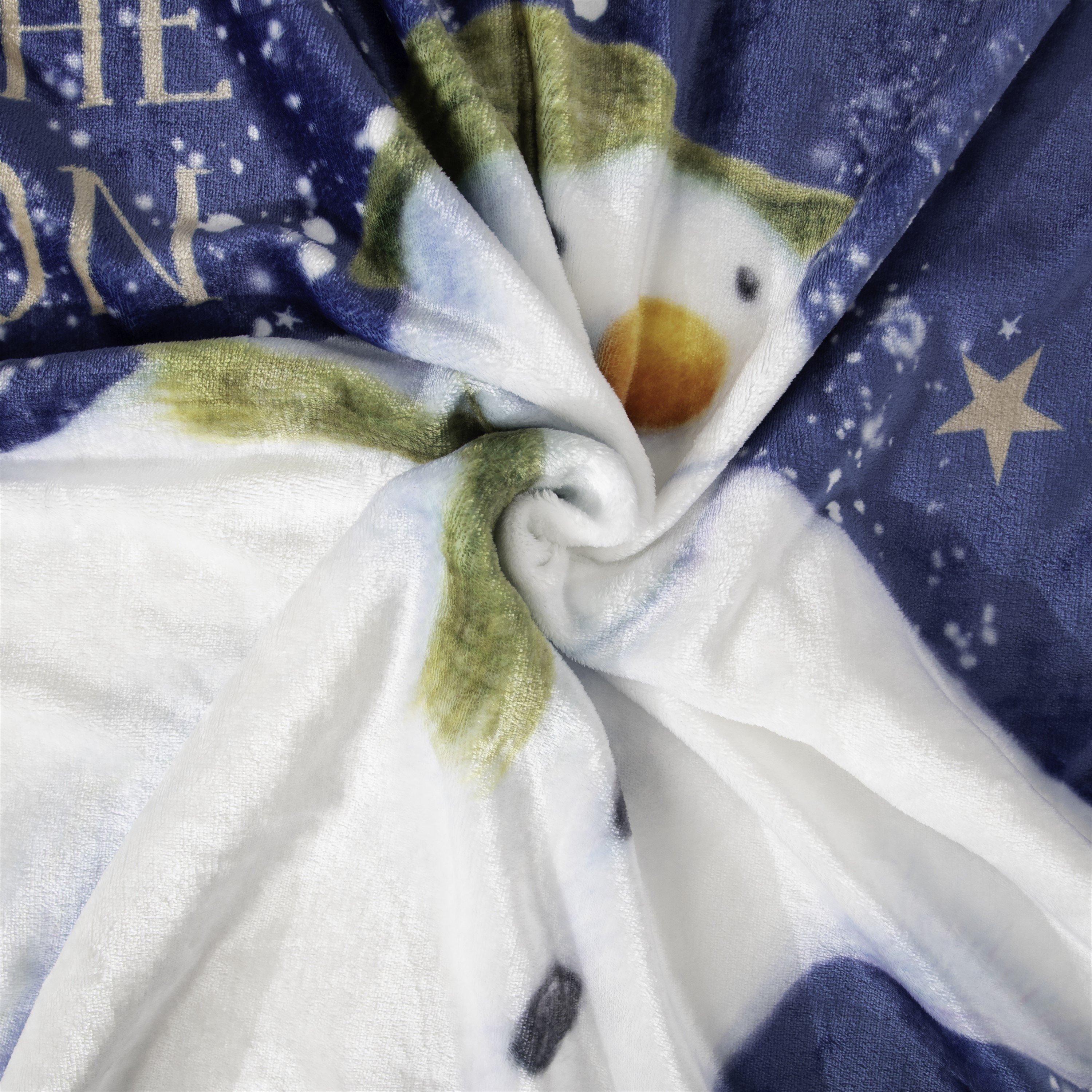 Blue - The Snowman - The Snowman Flurry Sherpa Back Fleece Blanket - 3