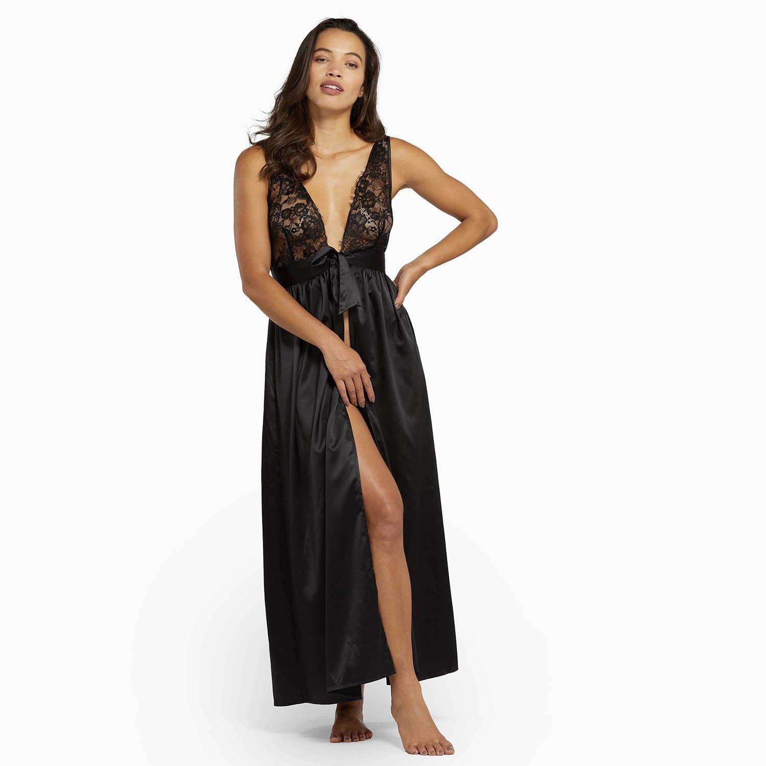 Black - Wolf and Whistle - Fabia Eyelash Lace Chemise - 3