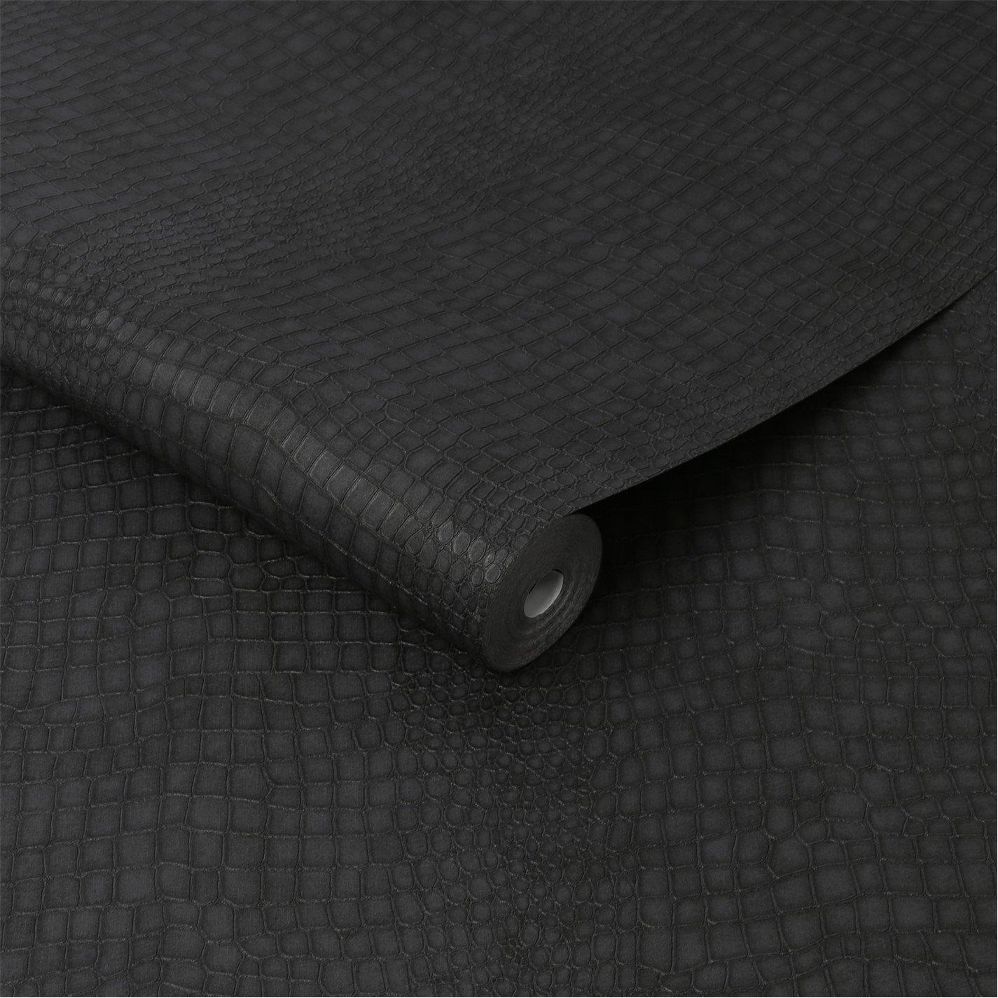 Black - Superfresco Easy - Crocodile Skin Black Wallpaper - 4