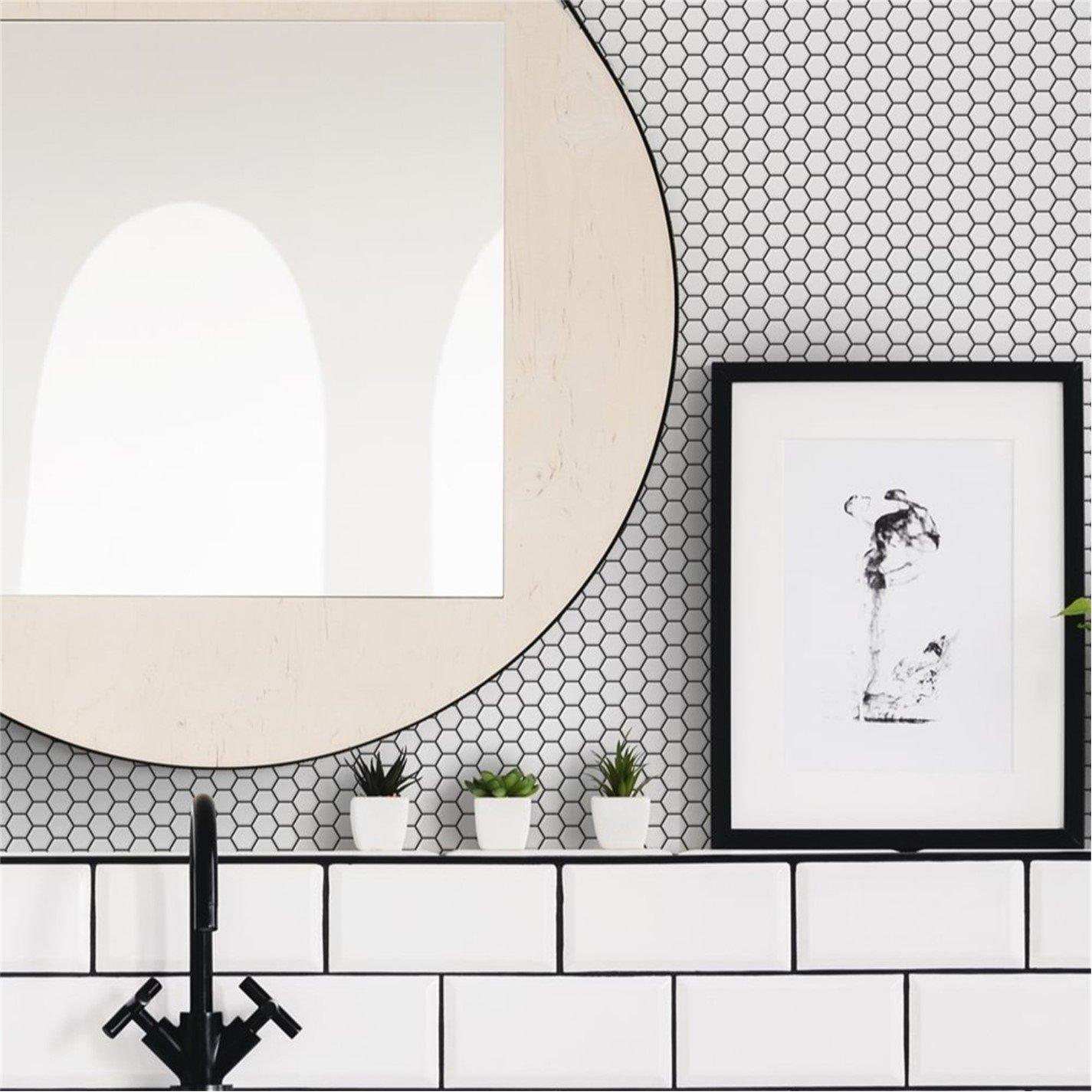 White - Contour - Antibac Hexagon White Lattice Wallpaper - 2