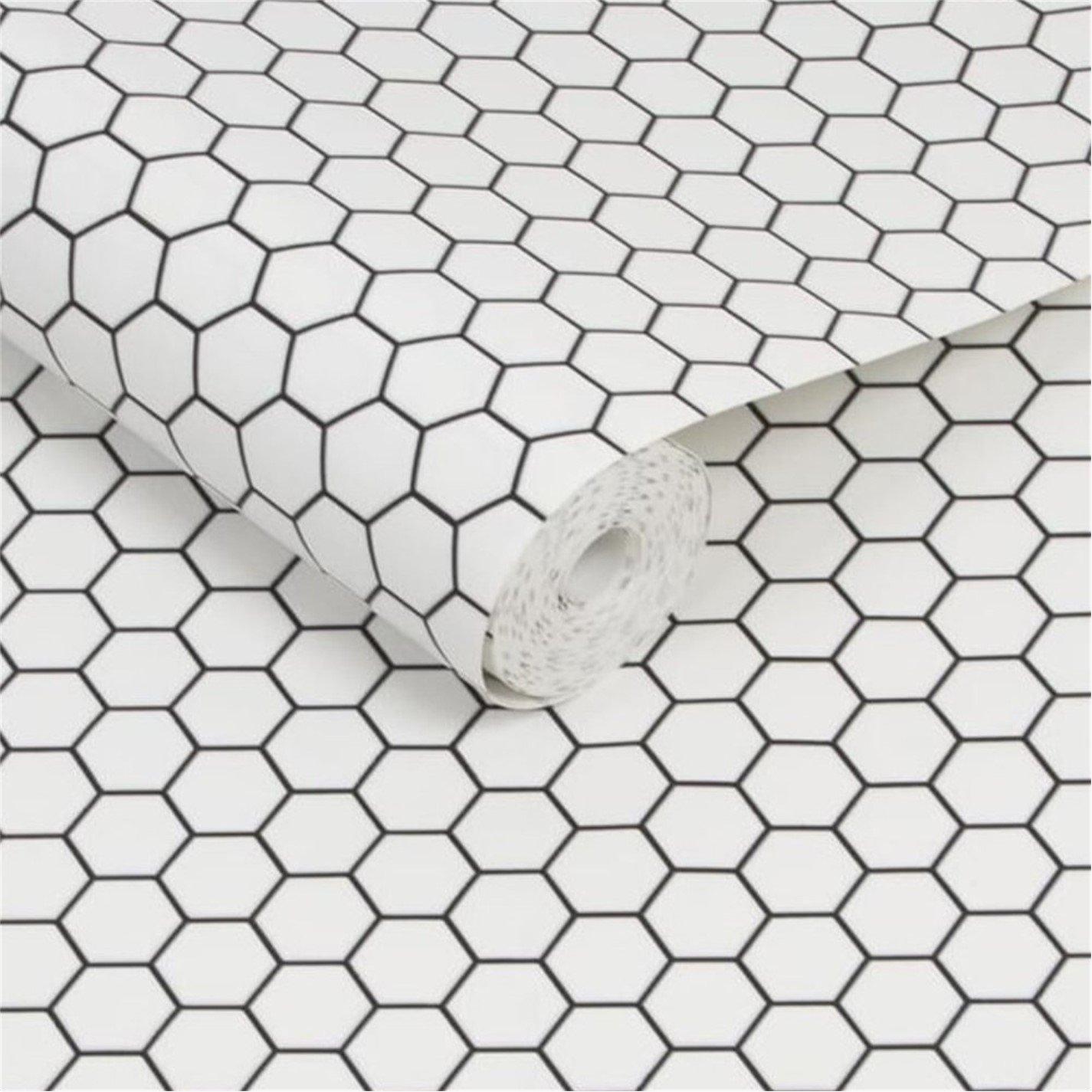 White - Contour - Antibac Hexagon White Lattice Wallpaper - 4