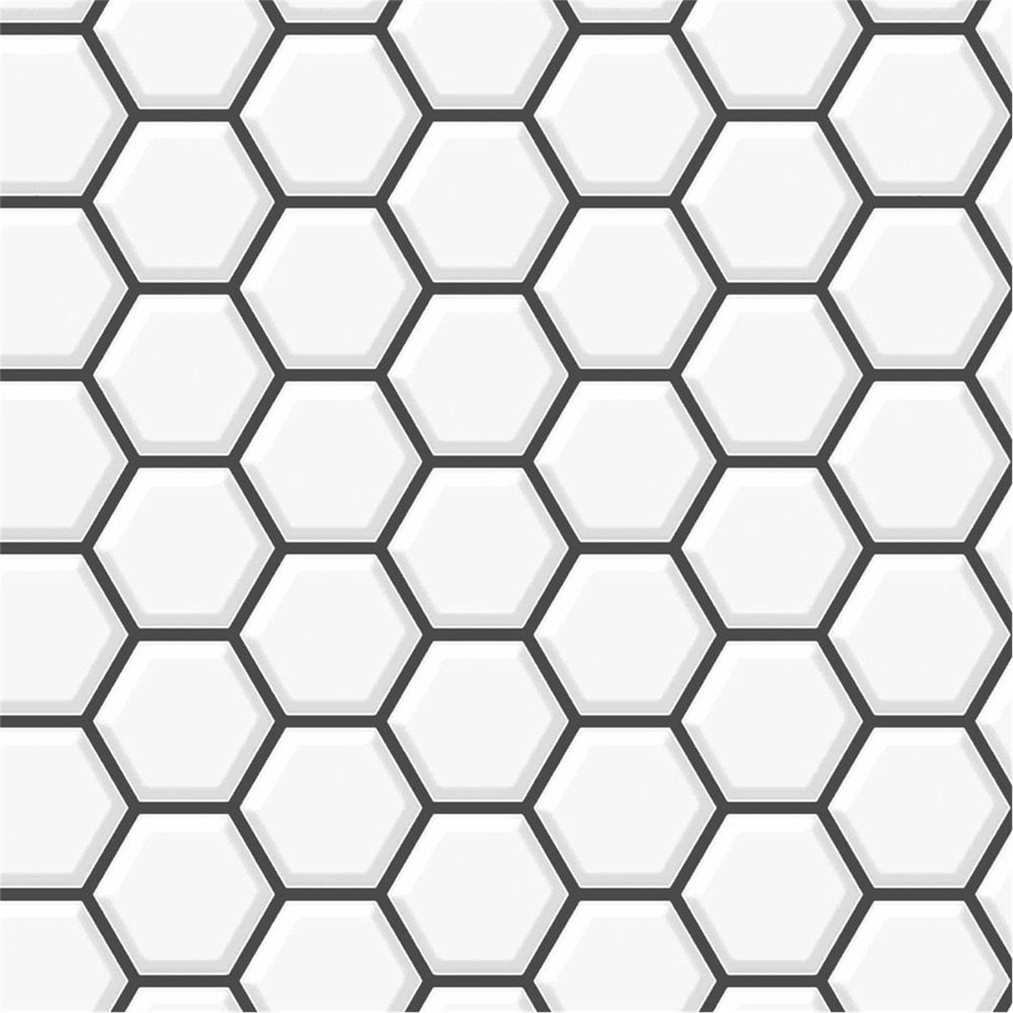 White - Contour - Antibac Hexagon White Lattice Wallpaper - 5