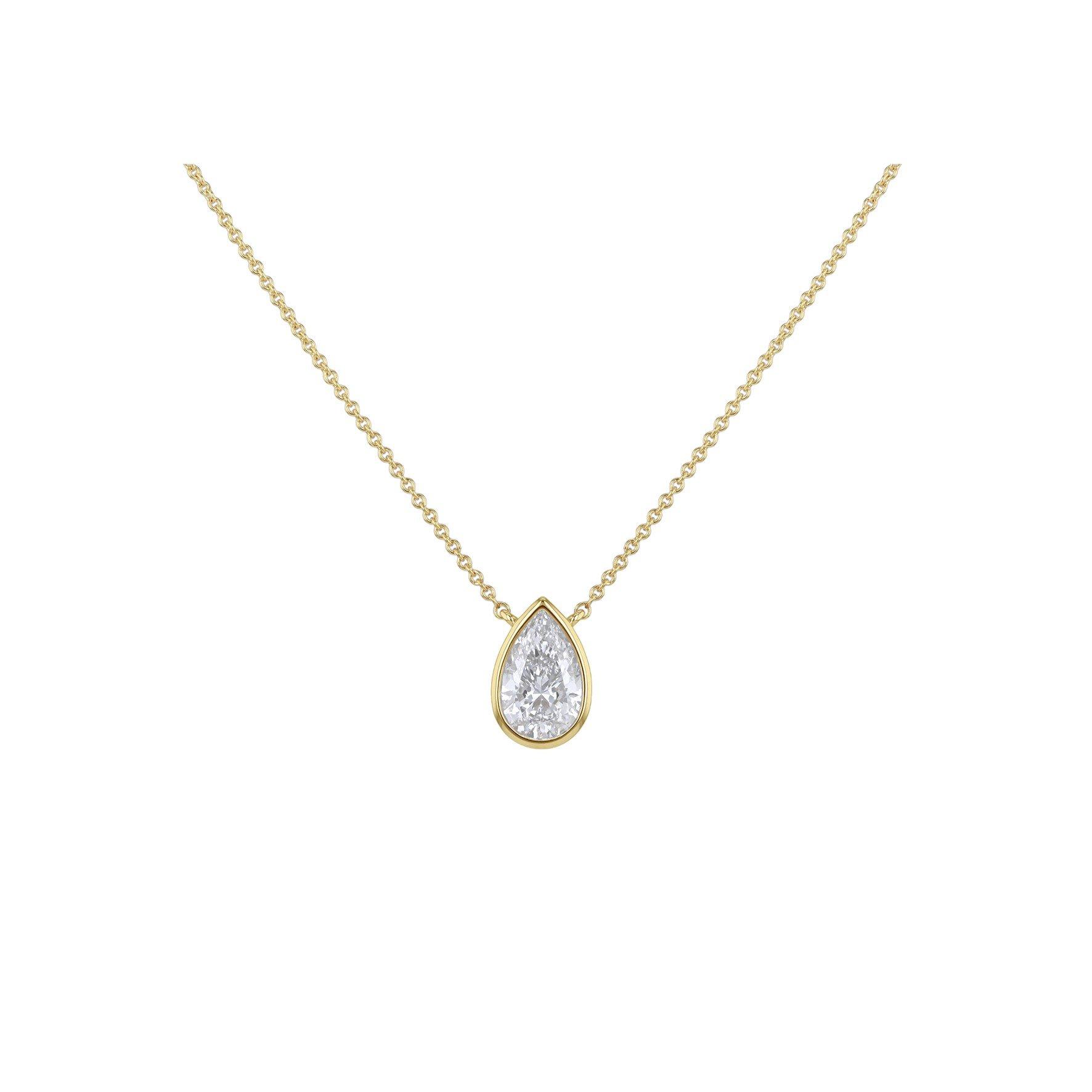 Yellow Gold - Be You - 9ct Gold 1ct Teardrop Lab Created Diamond Necklace - 1