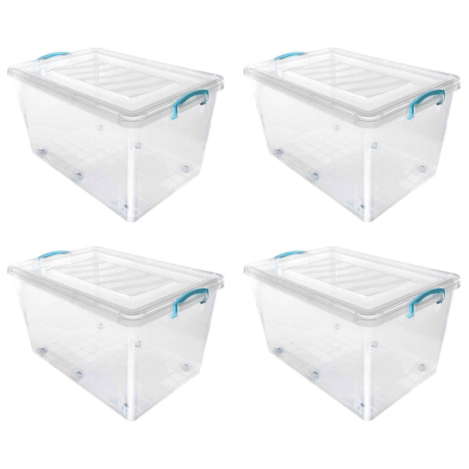 Clear - JVL - Clip Lid Plastic S/Box 6 Wheels-50L S/4 - 1