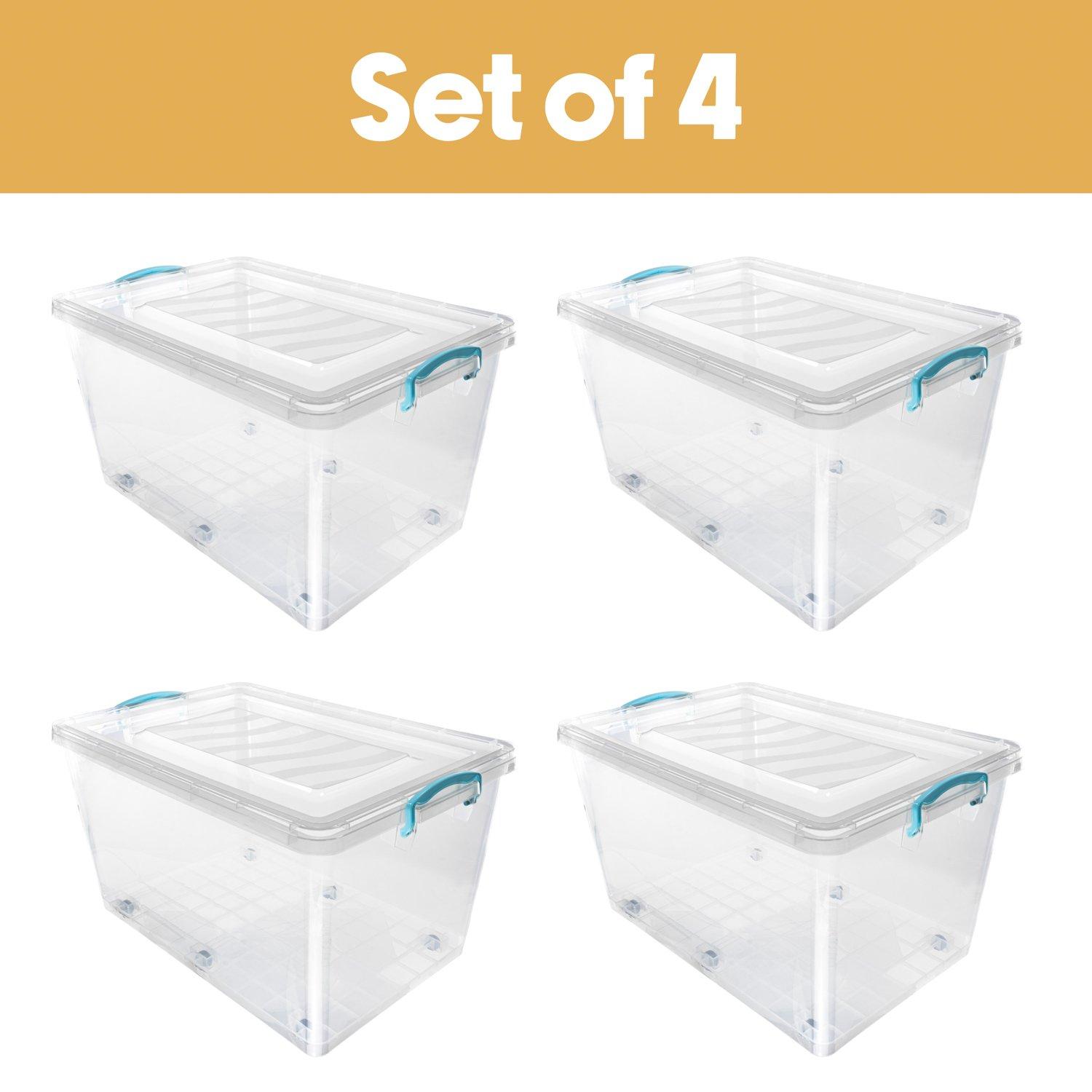 Clear - JVL - Clip Lid Plastic S/Box 6 Wheels-50L S/4 - 2
