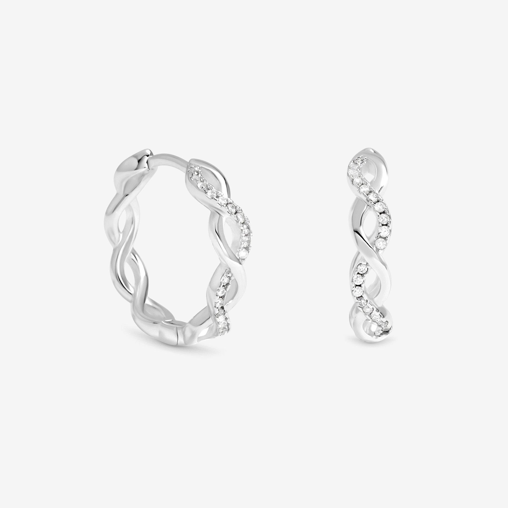 Silver - Simply Silver - Sterling Silver 925 Cubic Zirconia Infinity Hoops - 1