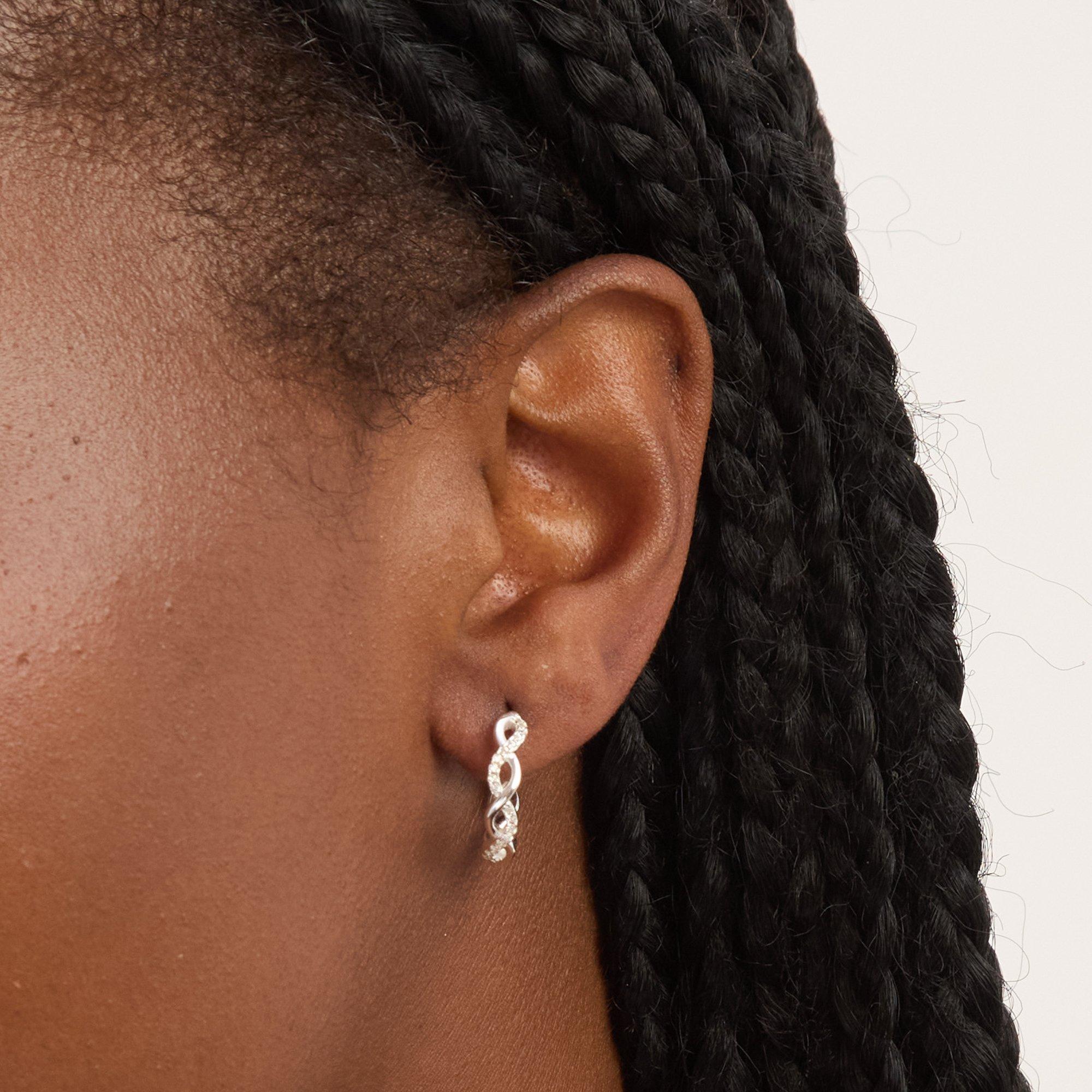 Silver - Simply Silver - Sterling Silver 925 Cubic Zirconia Infinity Hoops - 2