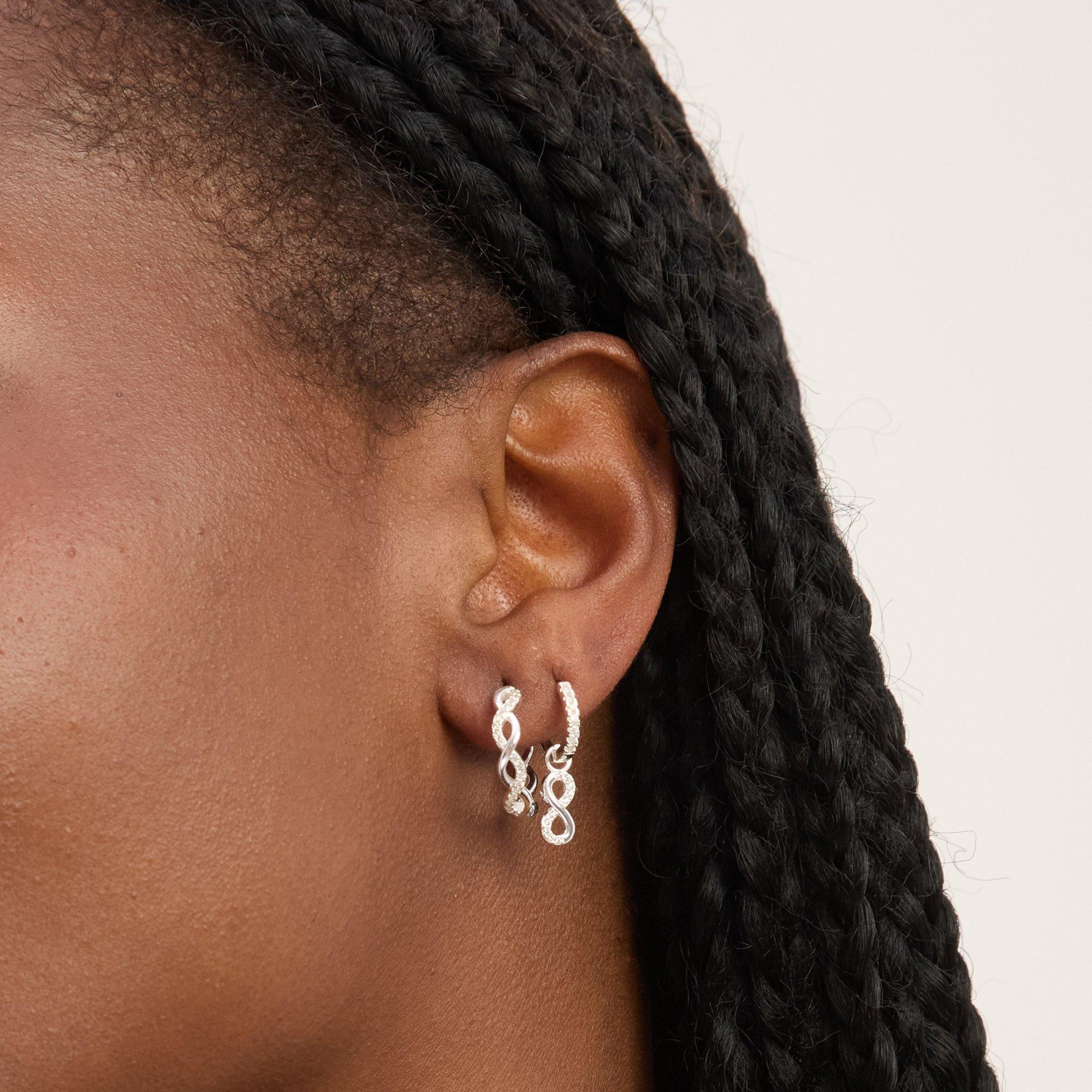 Silver - Simply Silver - Sterling Silver 925 Cubic Zirconia Infinity Hoops - 3