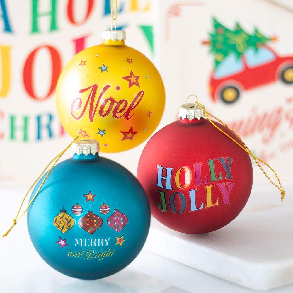 Something Different  Set Of 3 Nostalgic Christmas Glass Baubles - 